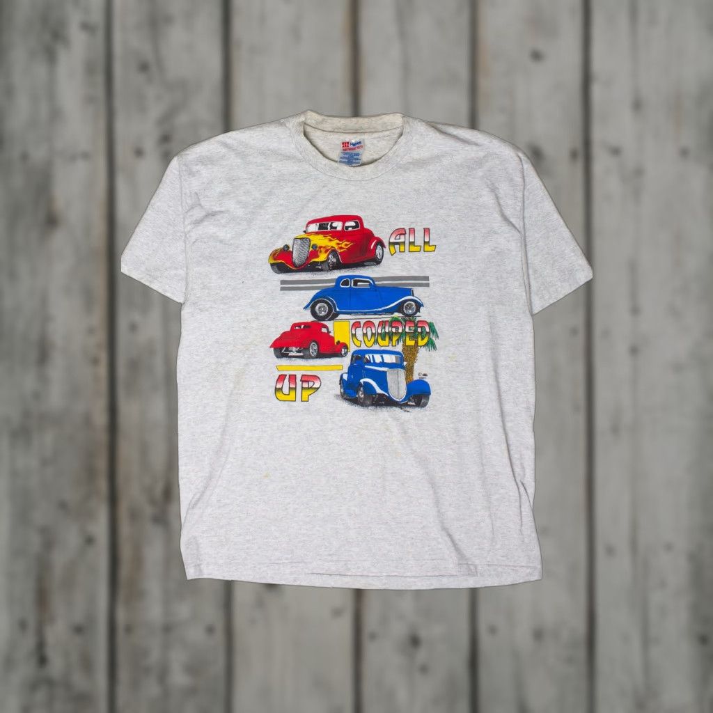 Hanes VINTAGE Hanes T-Shirt Unisex Adults XS-XL Grey Short Sleeve 1990s All Couped Up Mens Womens Girls Boys Size US XL / EU 56 / 4 - 1 Thumbnail