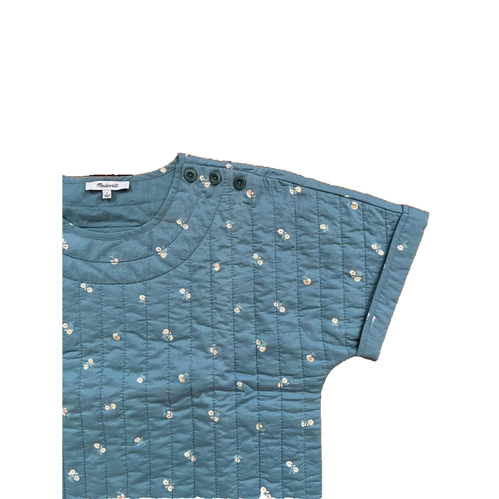 Madewell Madewell Quilted Button Shoulder Top breeze S A000564 Size S / US 4 / IT 40 - 4 Thumbnail