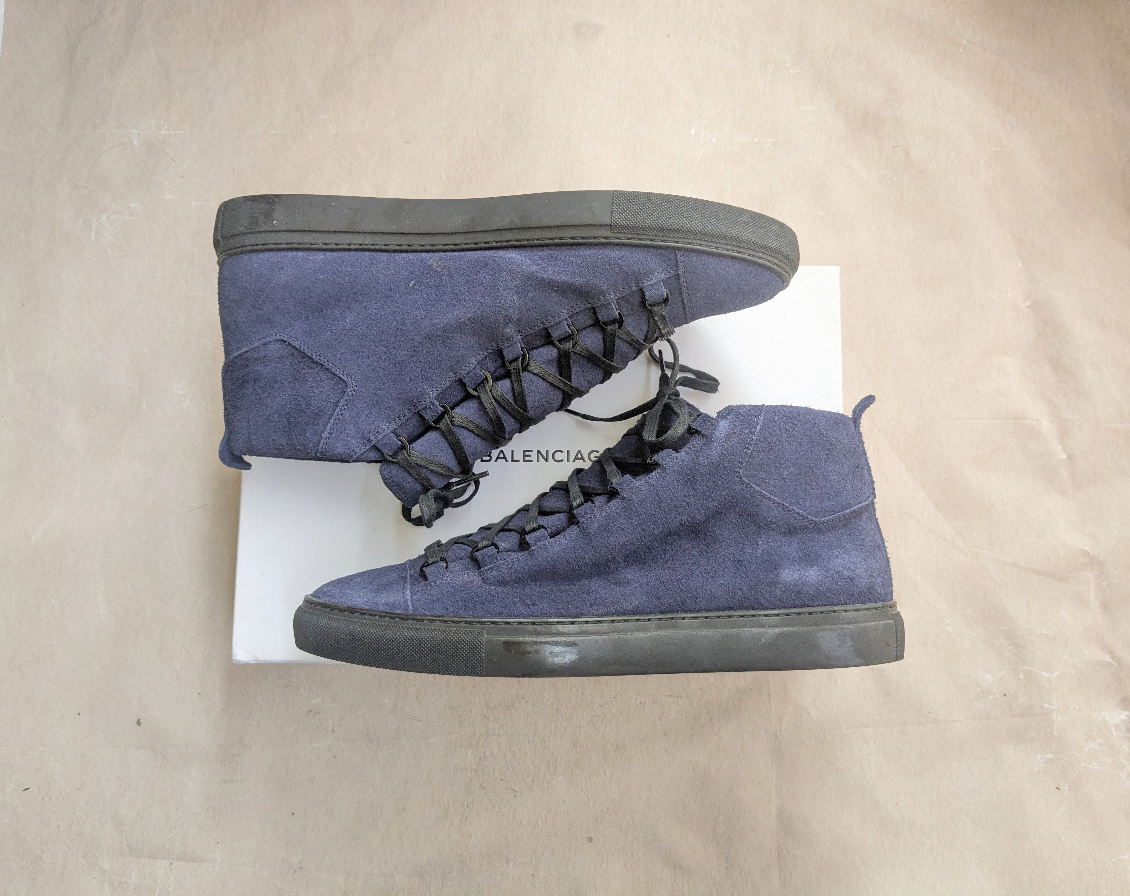 Balenciaga Balenciaga Arena Navy Blue 14 Suede Leather High Tops Size US 14 / EU 47 - 1 Thumbnail