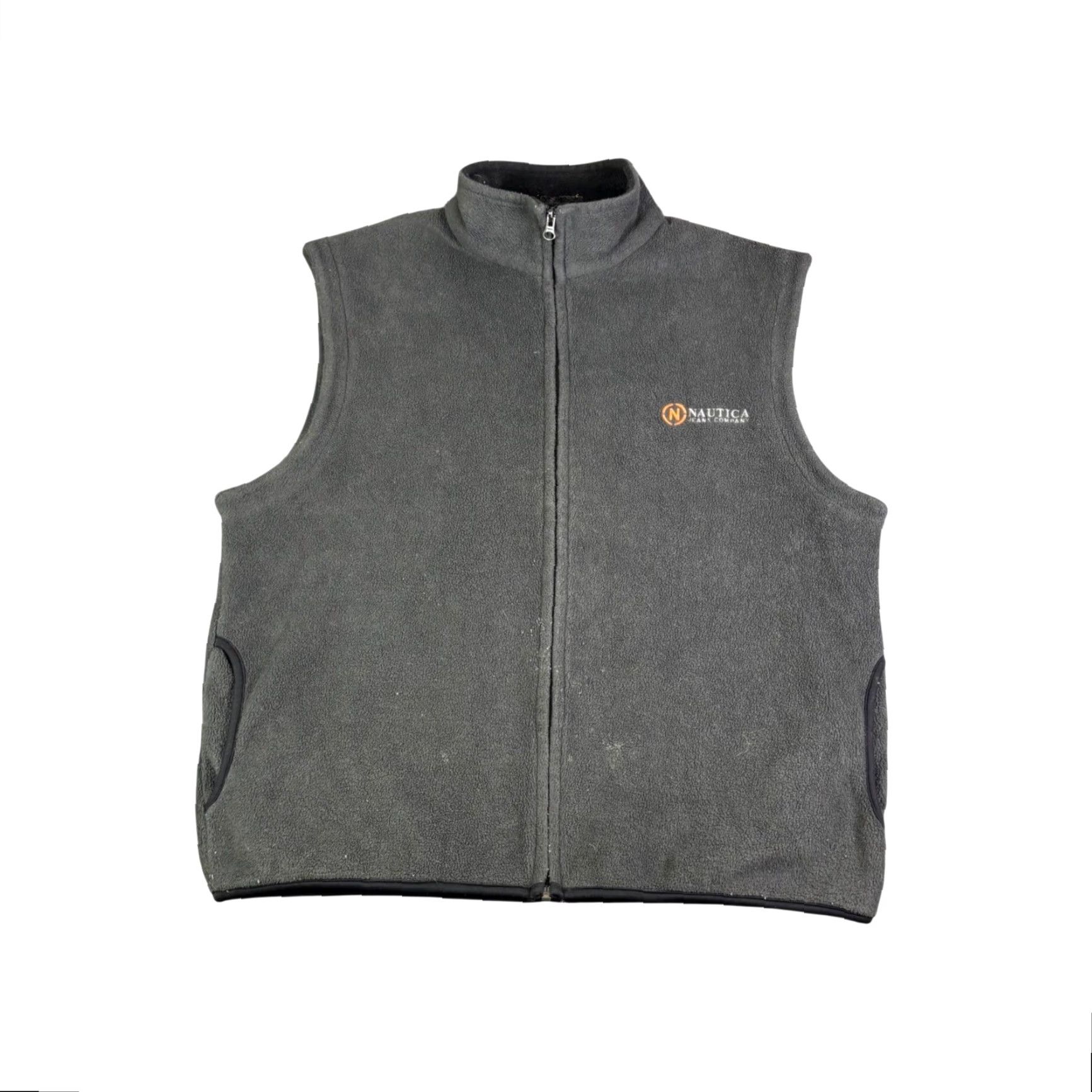 Nautica Nautica Jeans Company Vest Full Zip Logo Mens Large Gray Vintage 90s Fleece Bodywarmer Jacket Short 3-in-1 Jacket Polyester Zip Size US 33 - 2 Thumbnail