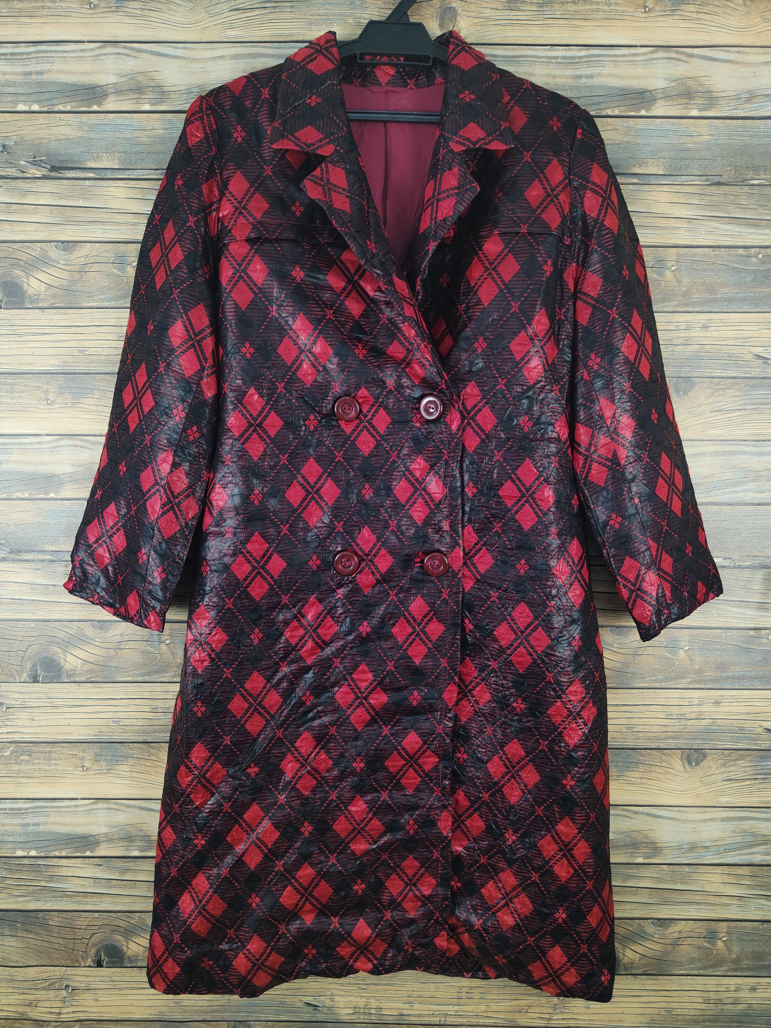 Japanese Brand × Vintage Avant garde fashion by Japanese Brand Red Black Coats Size L / US 10 / IT 46 - 1 Thumbnail