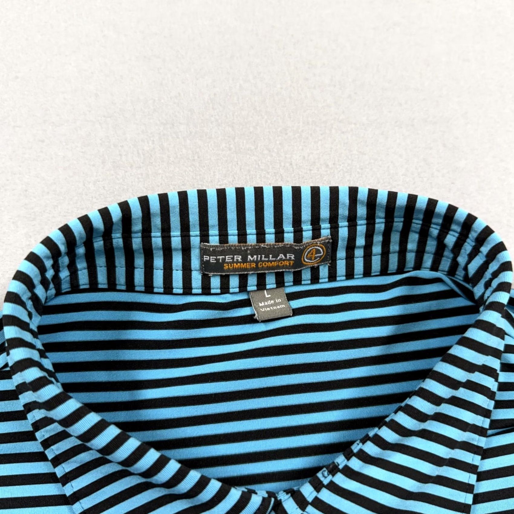 Peter Millar Peter Millar Polo Shirt Mens Large Blue Stripe Summer Comfort Golf Performance Shirt Size US L / EU 52-54 / 3 - 3 Thumbnail