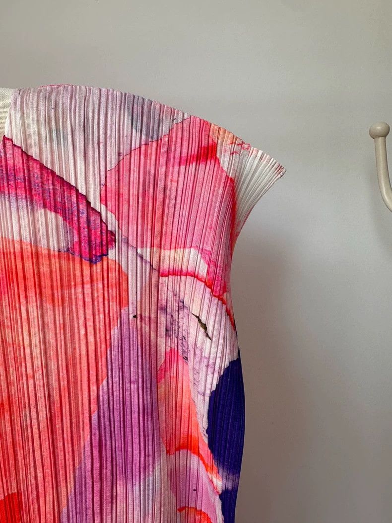 Issey Miyake Issey Miyake size:2 Pink floral pleated sleeveless dress Size XS / US 0-2 / IT 36-38 - 3 Thumbnail