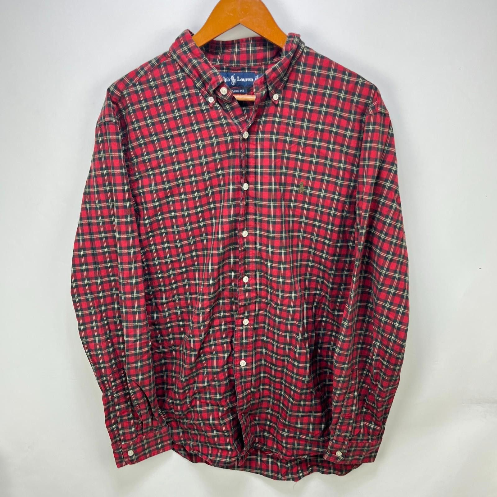 Polo Ralph Lauren Vintage Polo Ralph Lauren Pony Plaid Red Button-Up Shirt XL Size US XL / EU 56 / 4 - 1 Thumbnail