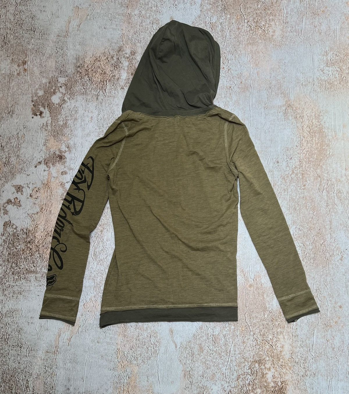 Japanese Brand Fox Racing vintage khaki hoodie Size S / US 4 / IT 40 - 5 Thumbnail