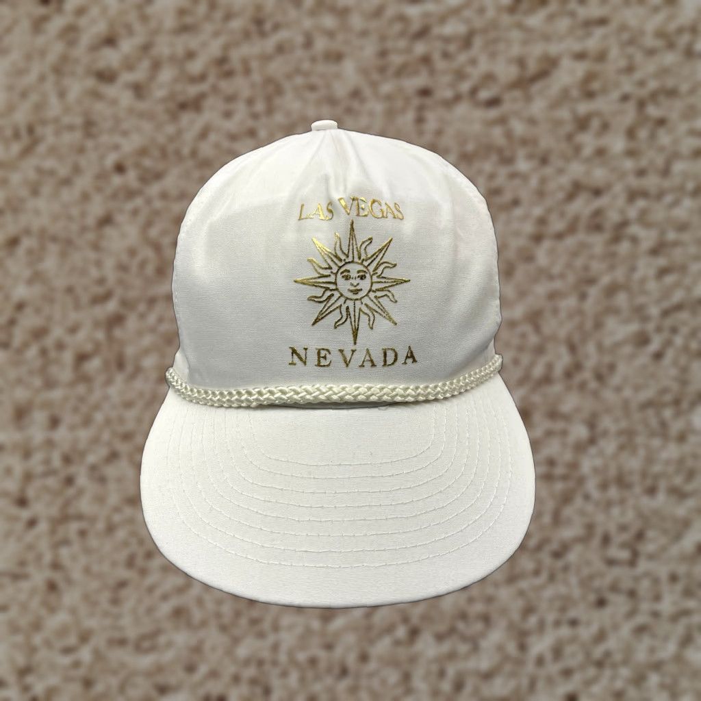 Vintage VINTAGE Las Vegas Nevada Hat Cap Snap Back Adult White Polyester Hatch Rope 90s Size ONE SIZE - 1 Thumbnail