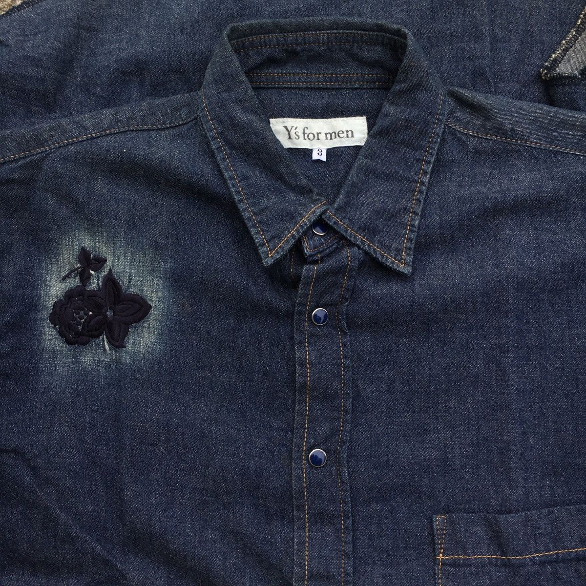 Yohji Yamamoto YS For Men Flower Denim Shirt Size US L / EU 52-54 / 3 - 4 Thumbnail
