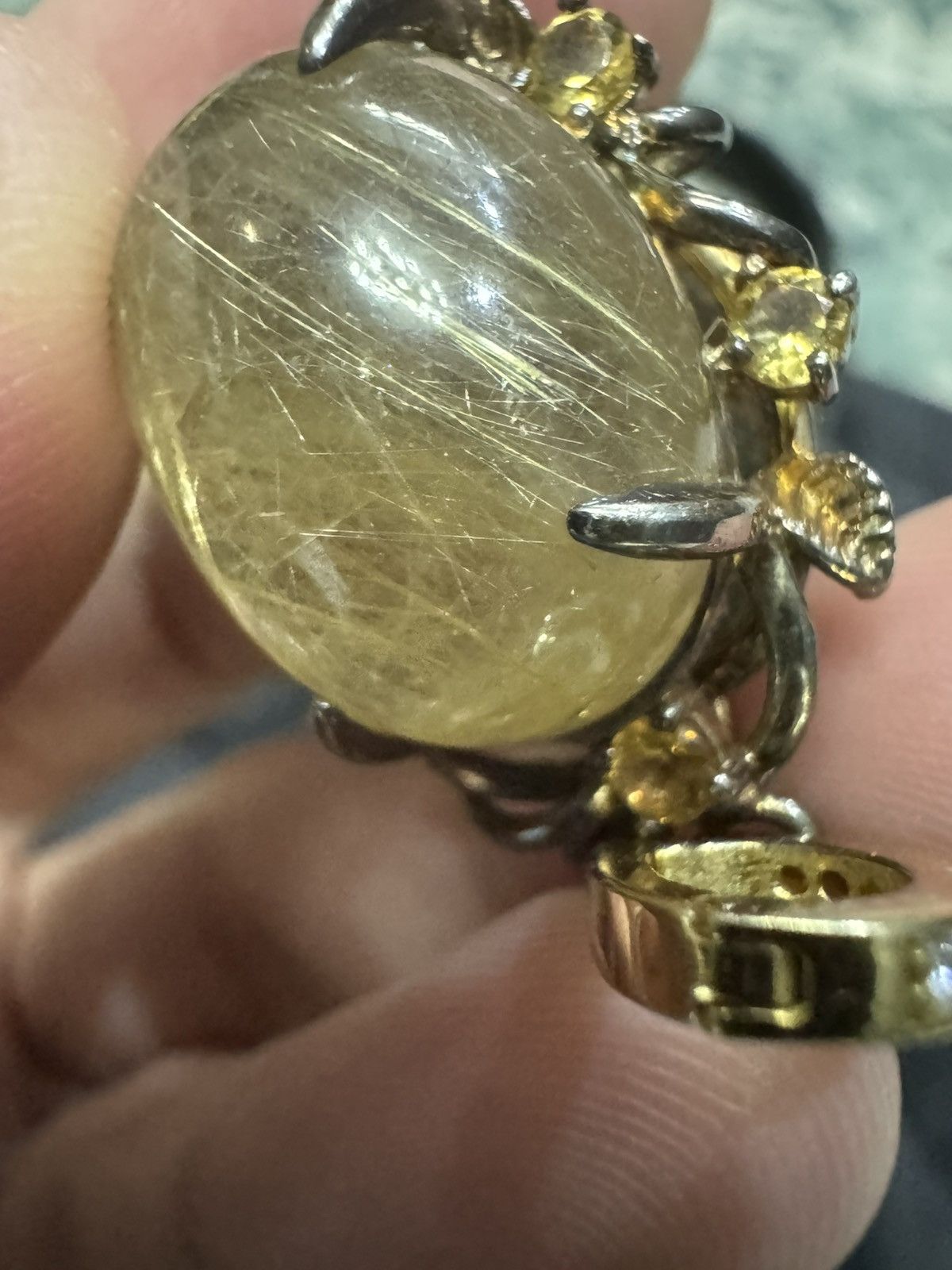 Jewelry VINTAGE GOLDEN RUTILE QUARTZ 925 SILVER PENDANT NECKLACE Size ONE SIZE - 8 Thumbnail