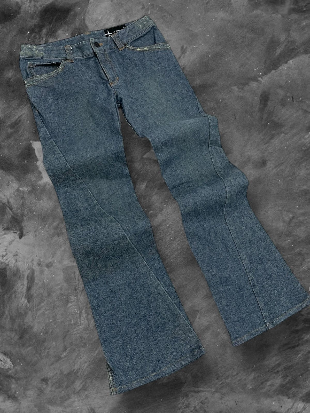 Japanese Brand Vintage Designer Mk Klein Flared Distressed Denim Size US 30 / EU 46 - 2 Thumbnail