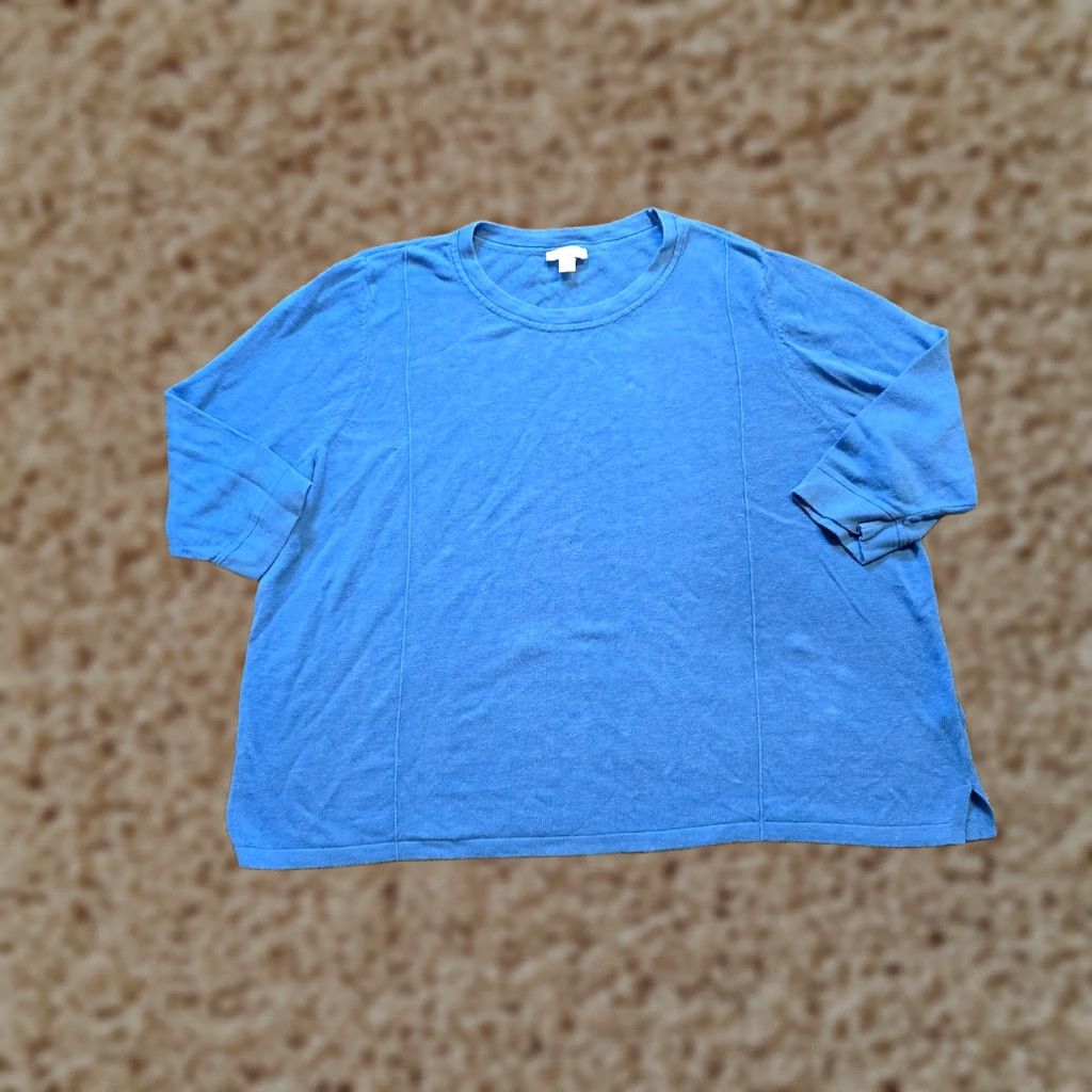 J. Jill J. Jill Top Womens XL Petite Blue 3/4 Sleeve Linen Blend Stretchy Capsule Shirt Blouse Womens Mens? Size XL / US 12-14 / IT 48-50 - 1 Thumbnail
