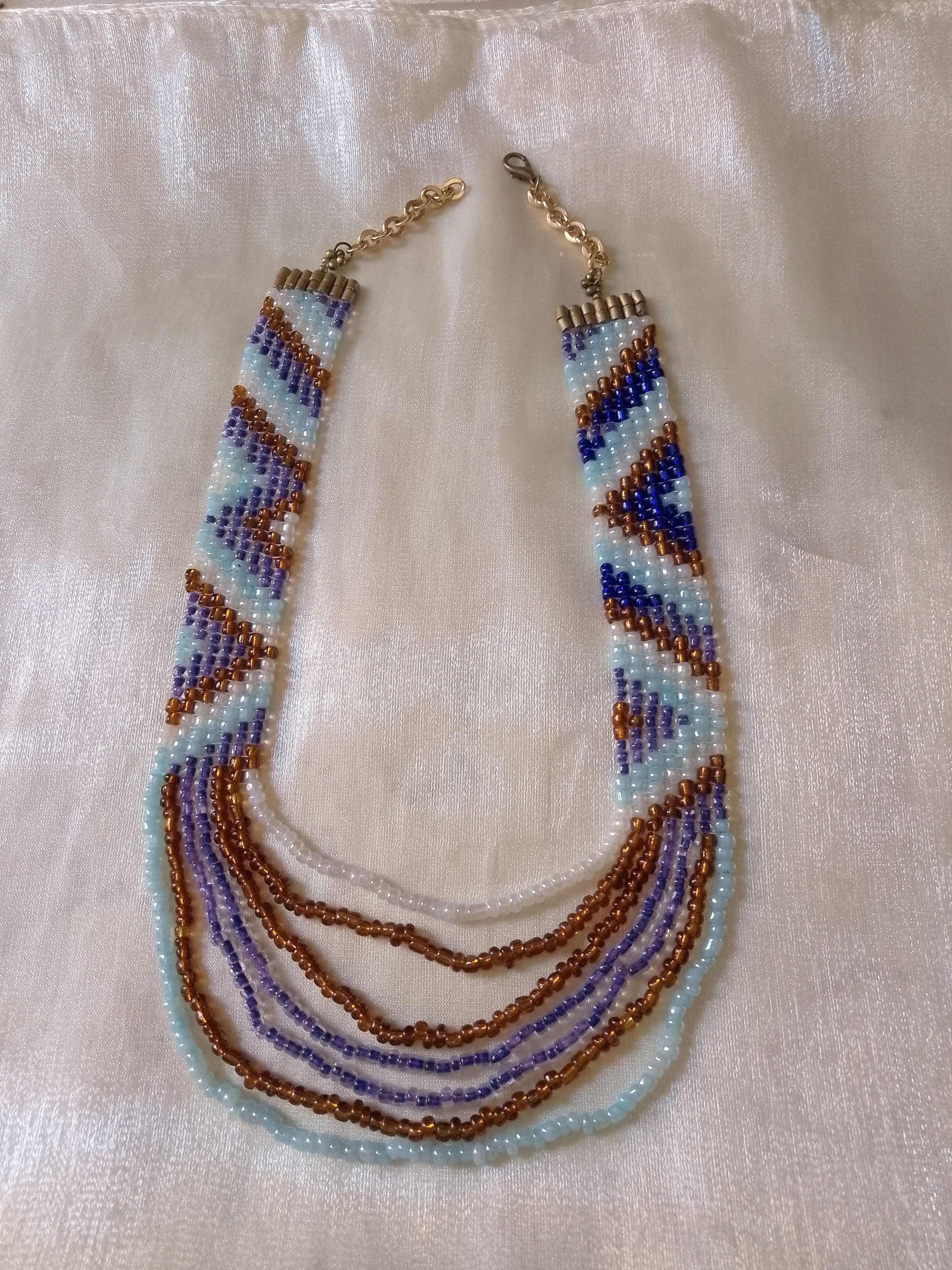 Handmade Necklace Long Ethnic Pattern Native Americans Multithread Size ONE SIZE - 1 Thumbnail