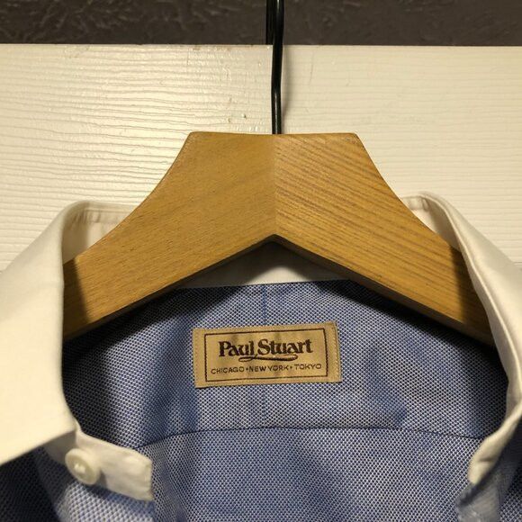 Paul Stuart Paul stuart men's new blue cotton dress shirt size: 16 Size US L / EU 52-54 / 3 - 7 Thumbnail
