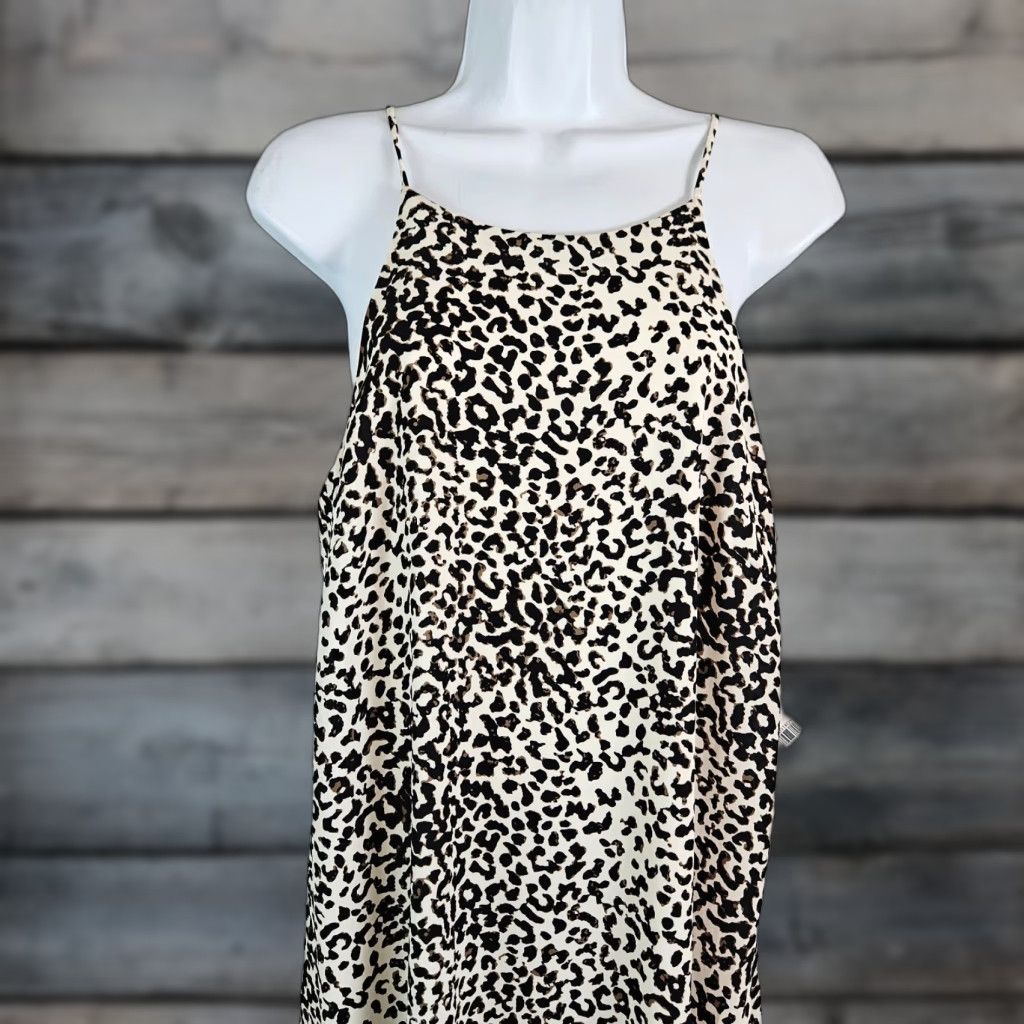 Vintage ASTR Dress Womens Mini Sleeveless Black White Animal Print L Large Tie Closure Polyester Short Vintage No N/A Womens Size L / US 10 / IT 46 - 1 Thumbnail