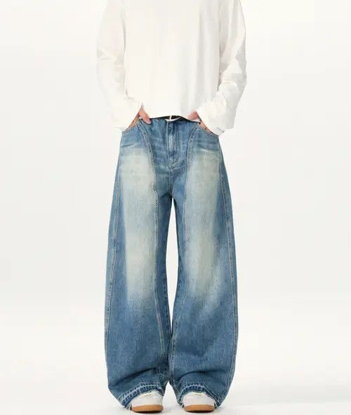 Blue lightning three-dimensional tailoring baggy jeans men