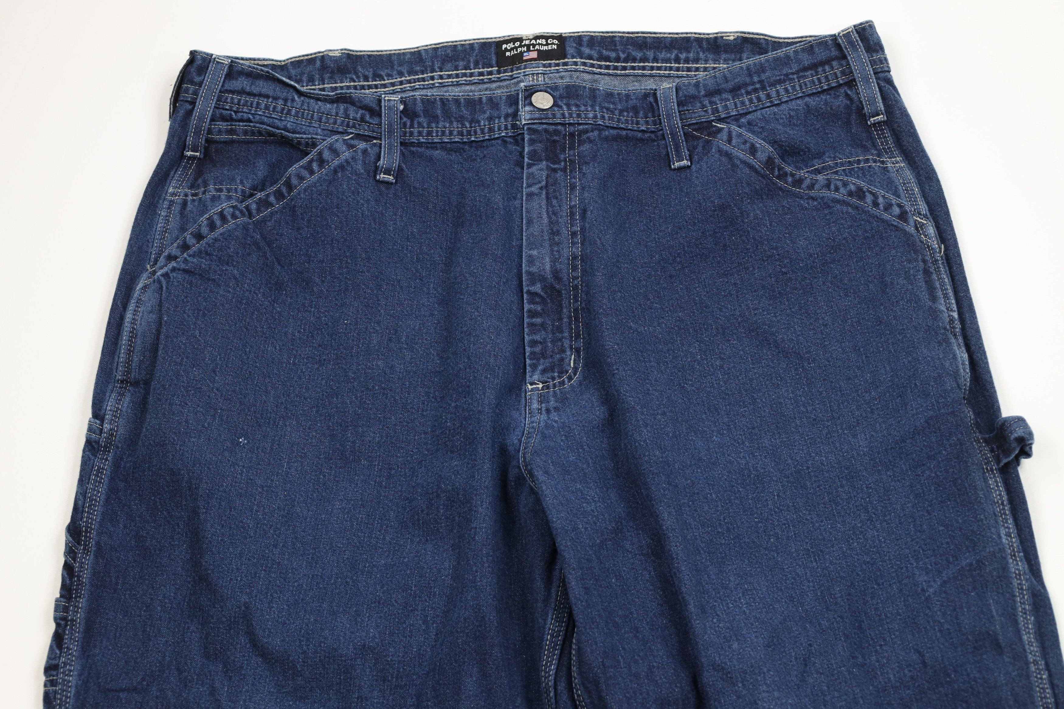 Ralph Lauren Vintage 90s Ralph Lauren Baggy Wide Leg Carpenter Jeans Blue Size US 38 / EU 54 - 2 Thumbnail