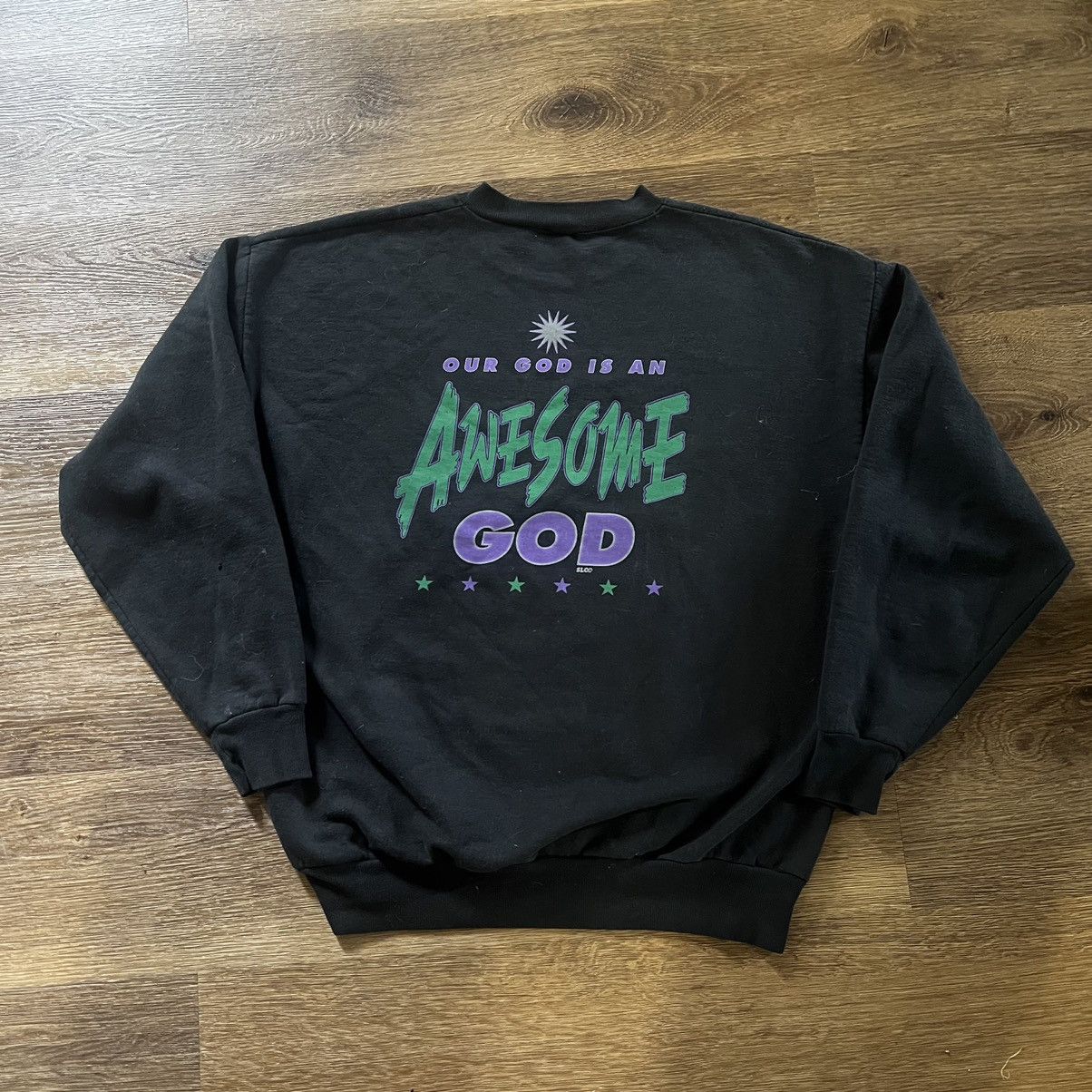 Vintage Vtg 90s Awesome God Crew Neck Size US M / EU 48-50 / 2 - 1 Thumbnail