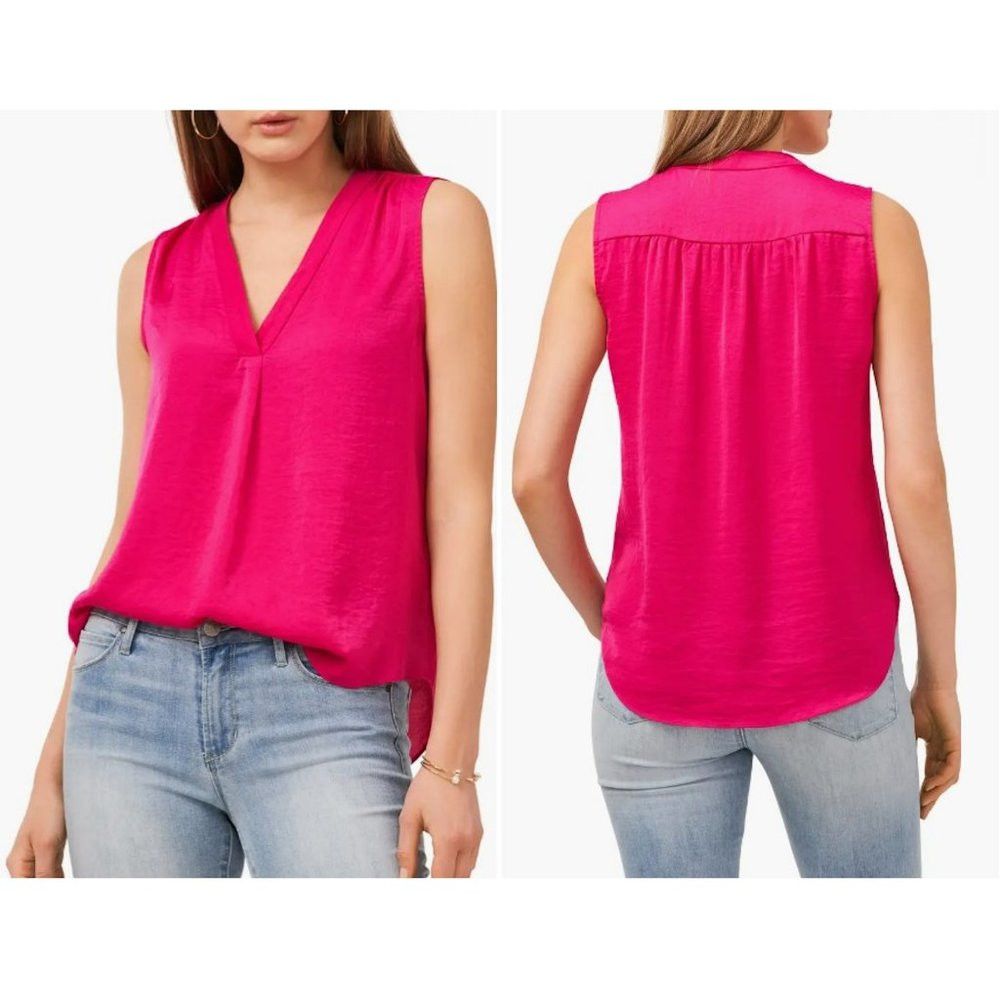 Vince Camuto NWT New Vince Camuto Pink Rumpled Satin Sleeveless Blouse S Size XS / US 0-2 / IT 36-38 - 1 Thumbnail
