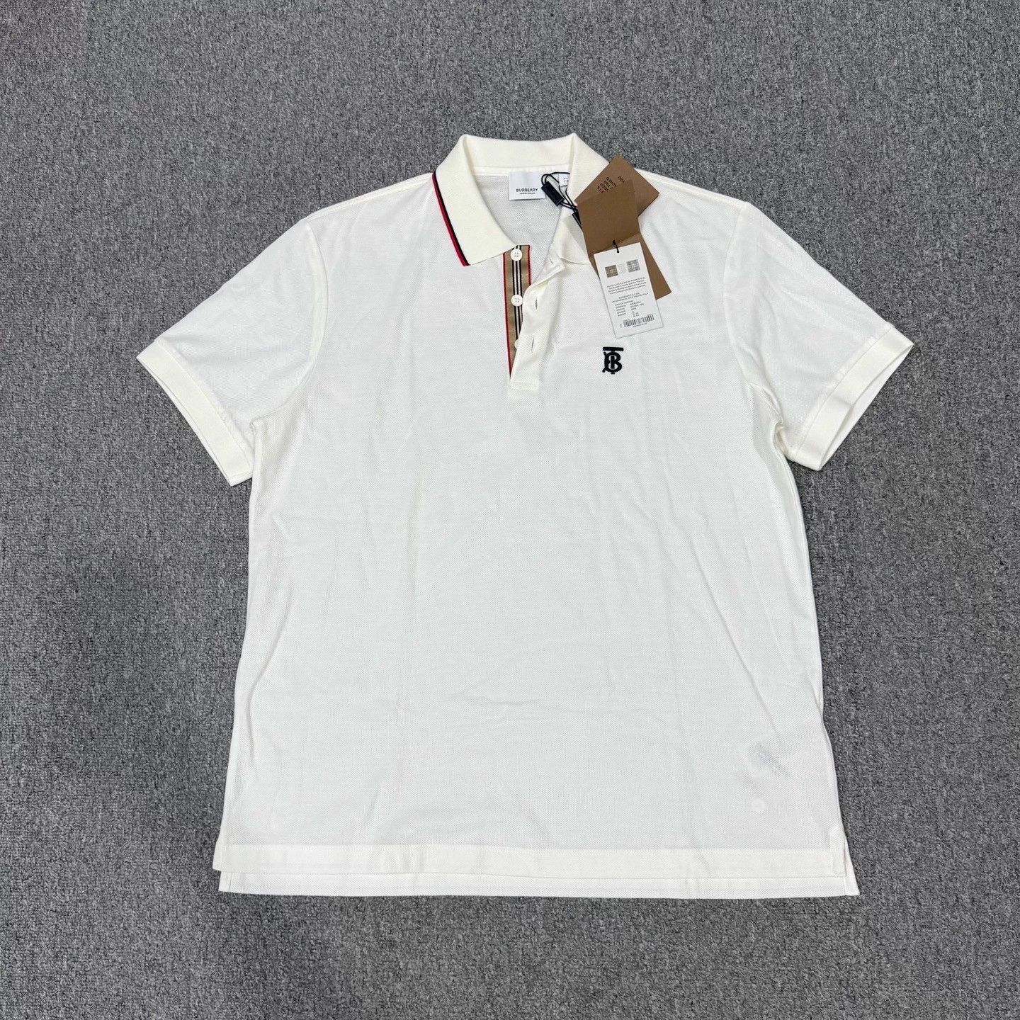 Burberry Burberry White TB Embroidered Short-Sleeve Polo NWT XL Size US XL / EU 56 / 4 - 1 Thumbnail