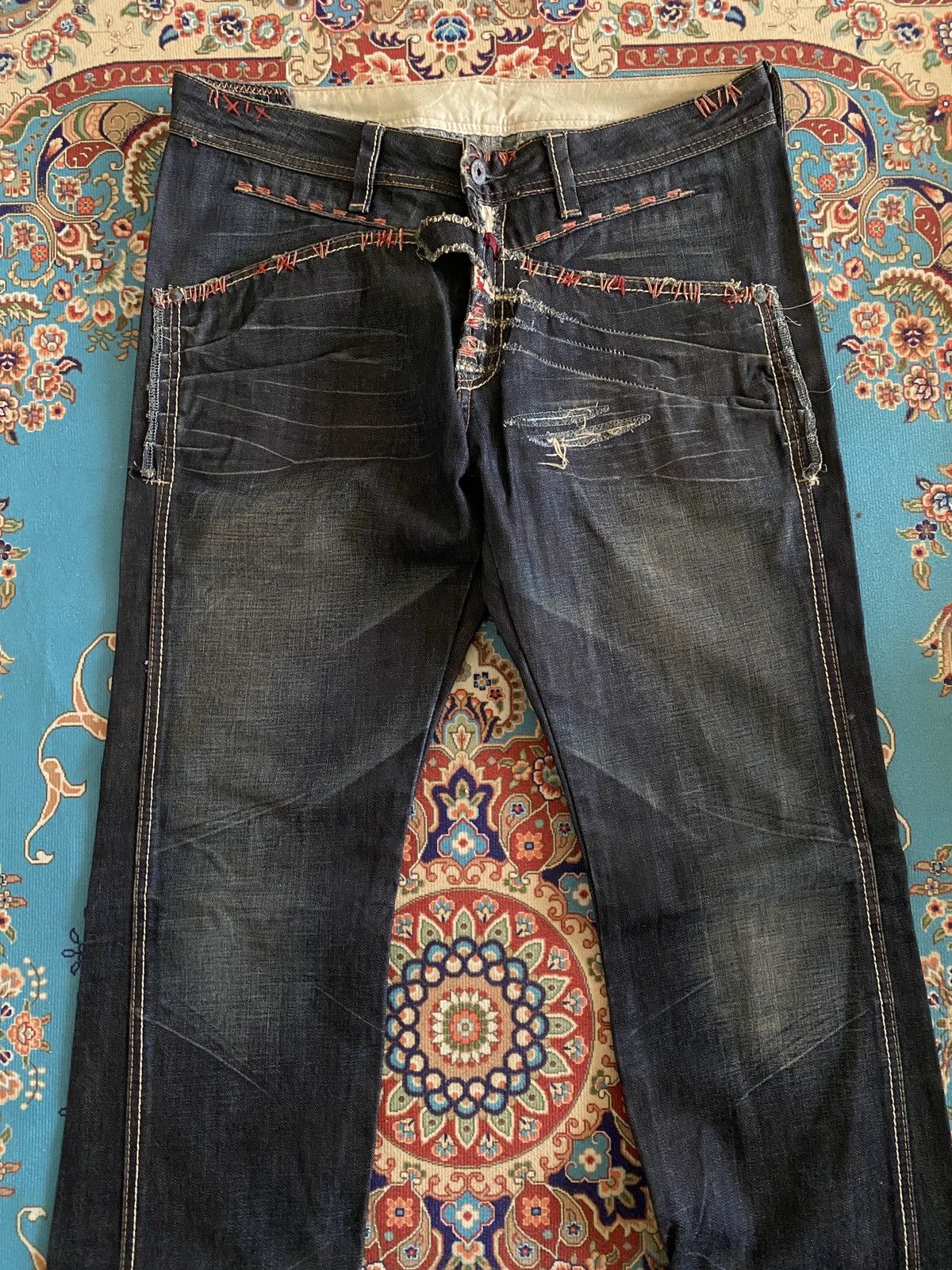 Japanese Brand Marithe Francois Girbaud Native Design Denim Size US 33 - 3 Thumbnail