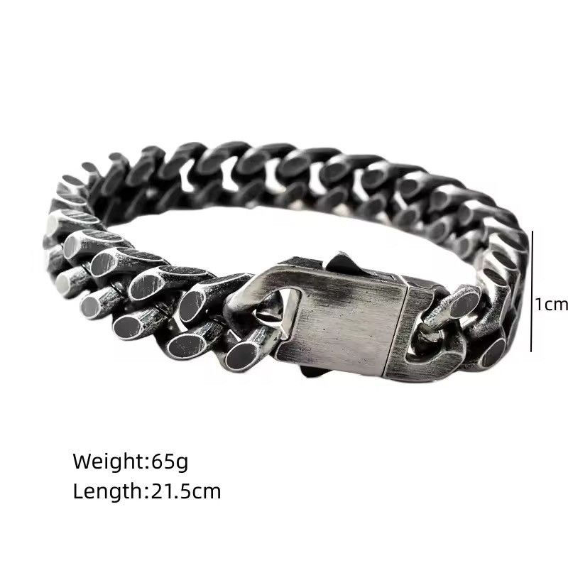 Jewelry Antique Black Plated Thick Chain Bracelet Size ONE SIZE - 2 Thumbnail
