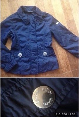 Calvin Klein BNWT Calvin Klein Girls Designer Navy Coat Classic Outerwear Size ONE SIZE - 1 Preview
