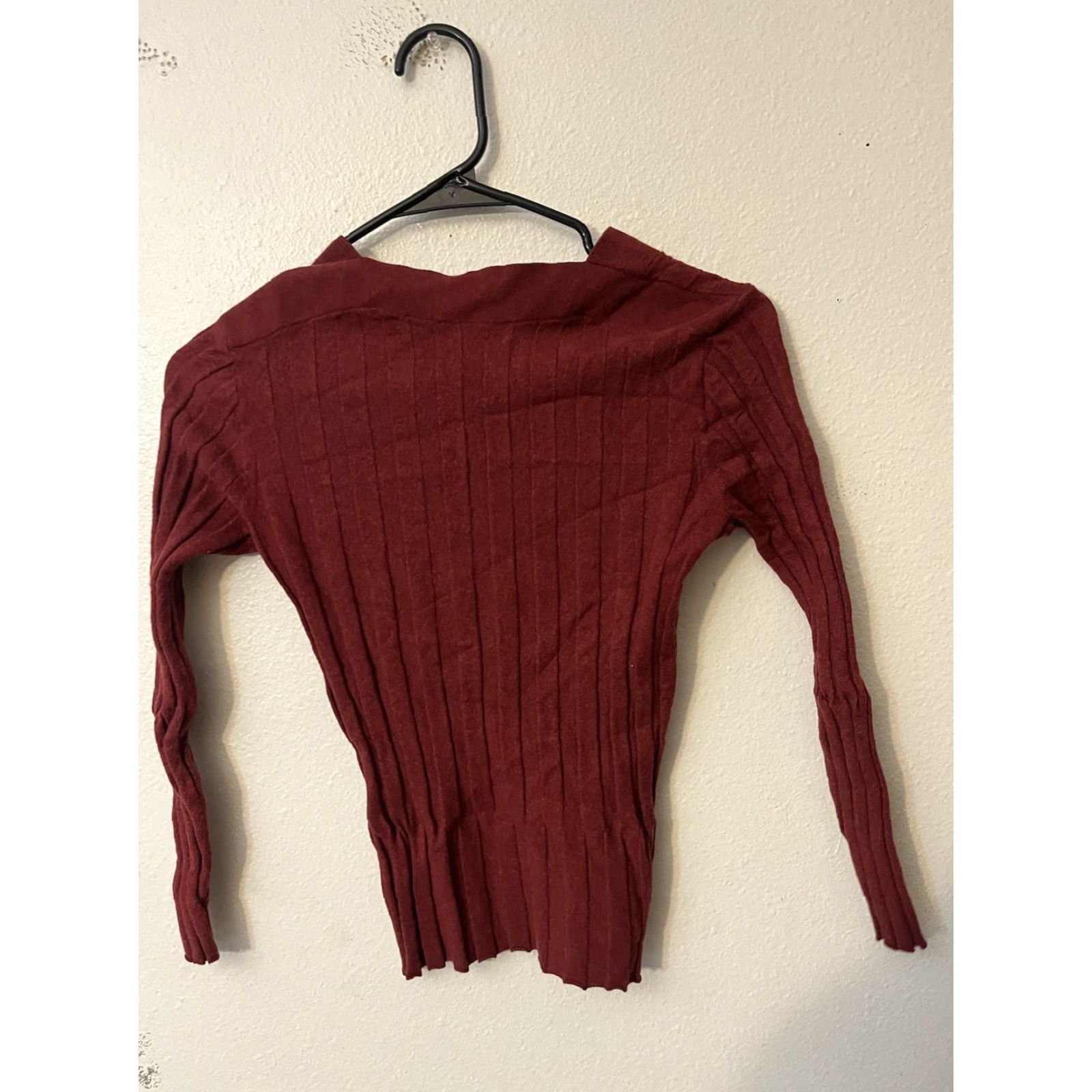 J.Crew J.CREW Sweater Women M V-Neck Pullover Ribbed Knit Burgundy Solid Womens Size M / US 6-8 / IT 42-44 - 3 Thumbnail