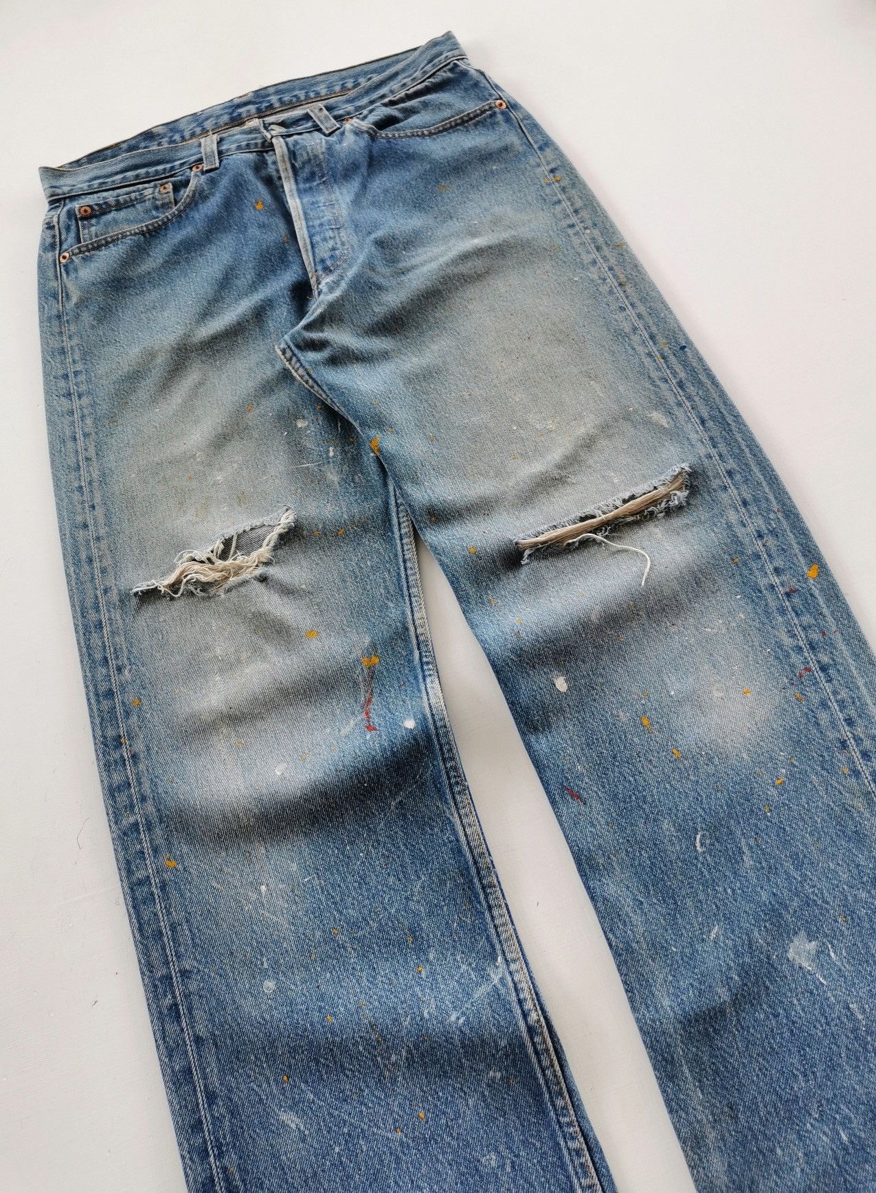 Levi's 90s Vintage Levis 501 Paint Splash Distressed Jeans Size US 32 / EU 48 - 5 Thumbnail