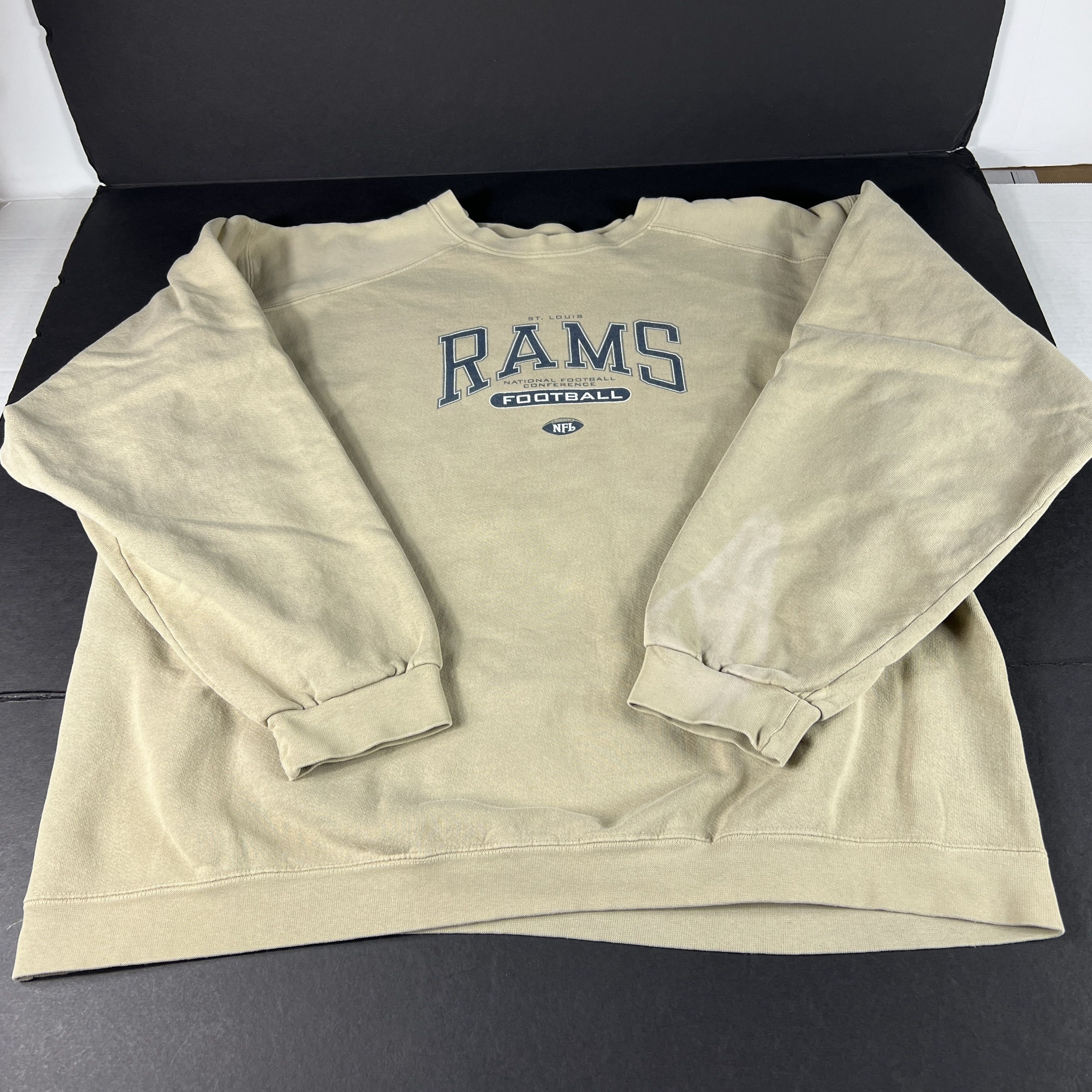 NFL × Vintage Y2K NFL St Louis Rams Football Sweatshirt Tan Faded Crewneck Size US XXL / EU 58 / 5 - 1 Thumbnail