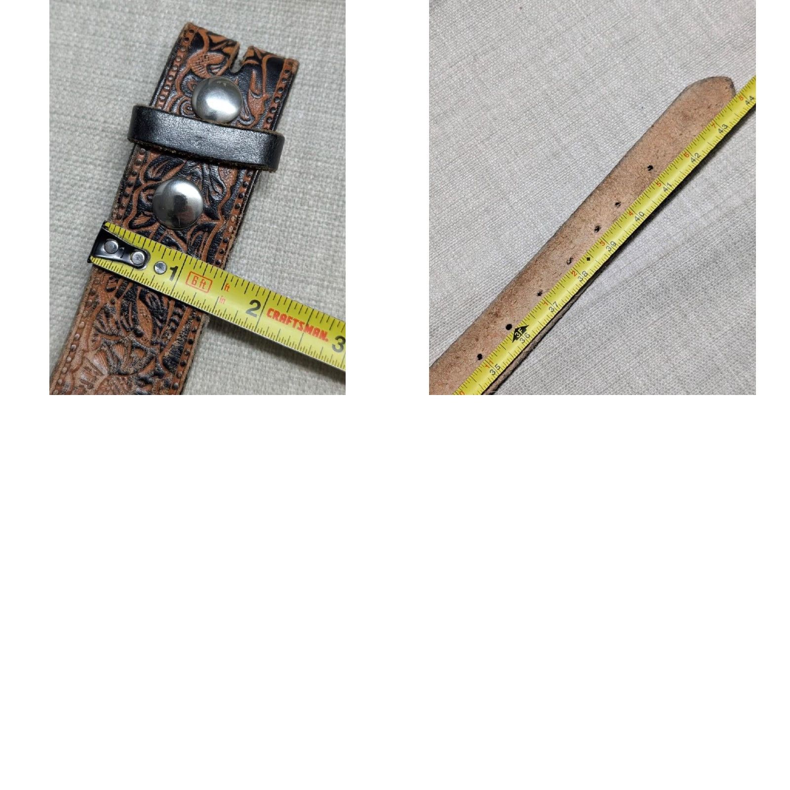 Vintage VINTAGE western belt Nocona Floral tooled cowhide brown belt 32 Men Buckle 1-3/4" Flowers Southwestern Size 32 - 8 Thumbnail