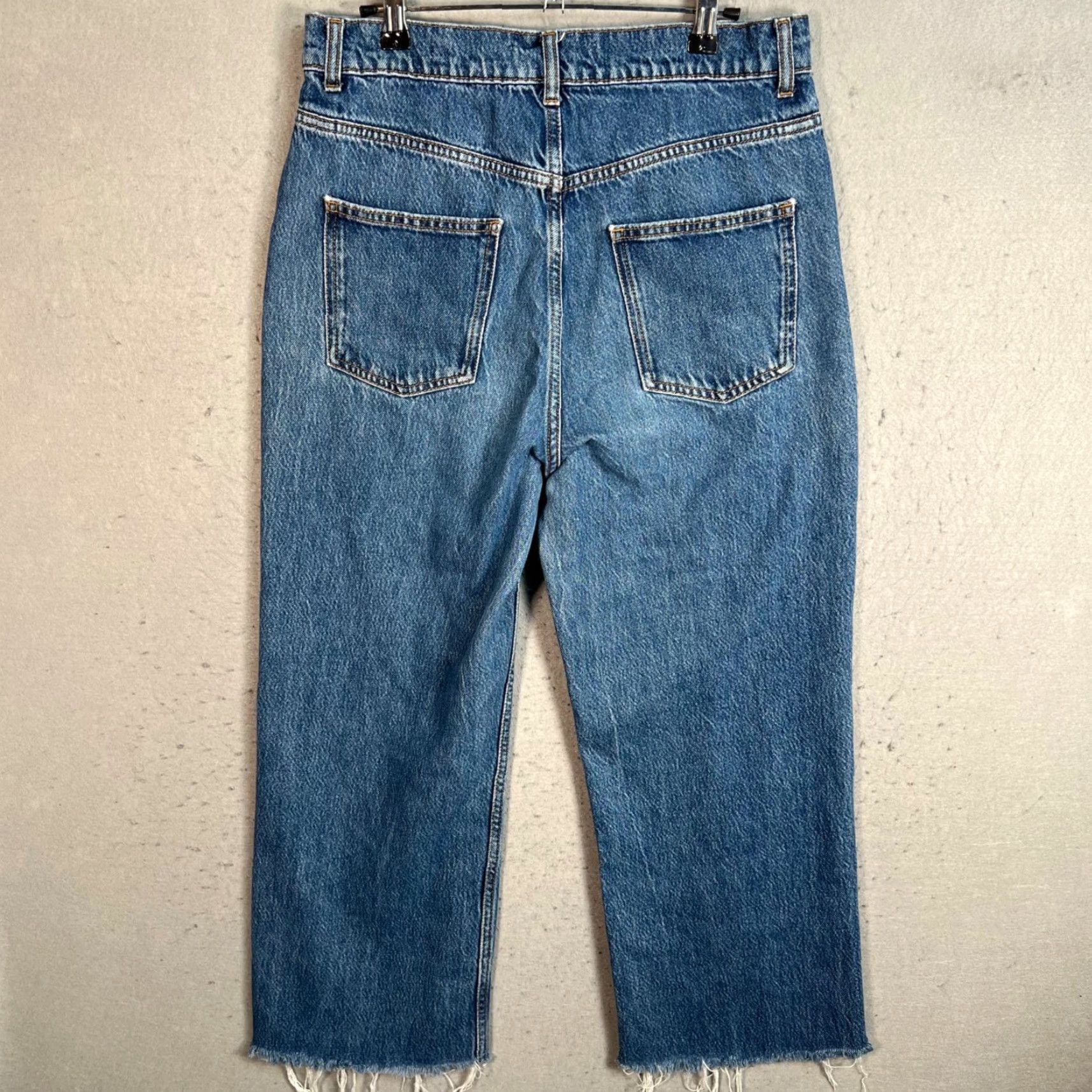 Zara Zara Jeans 90s Full-Length Frayed Hem Straight Leg Denim Womens Size 8 Size 30" / US 8 / IT 44 - 2 Thumbnail