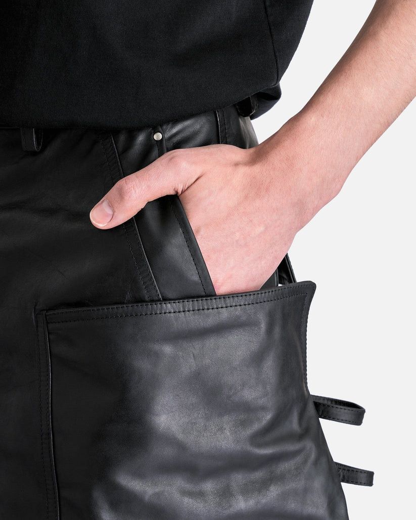 Rick Owens o1s1v1r1oon0925 Leather Stefan Cargo Shorts in Black Size US 38 / EU 54 - 6 Thumbnail