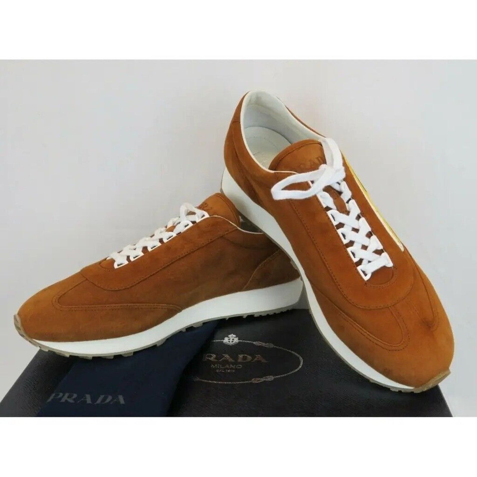 Prada PRADA 2EG286 BROWN SUEDE LOGO LOW LACE UP SNEAKERS 8 / US 9 Size US 9 / EU 42 - 10 Thumbnail