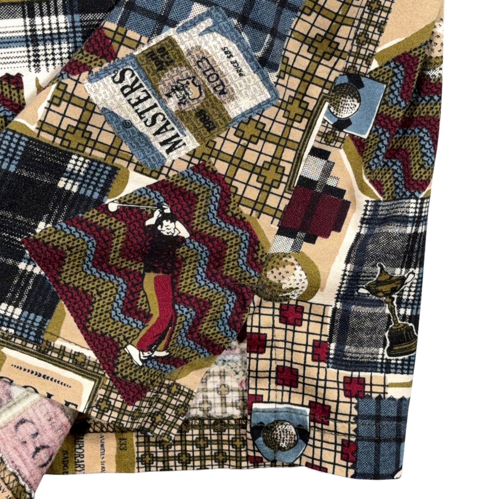 Vintage Masters Polo Shirt 2XL XXL Brown Golf Patchwork 90s