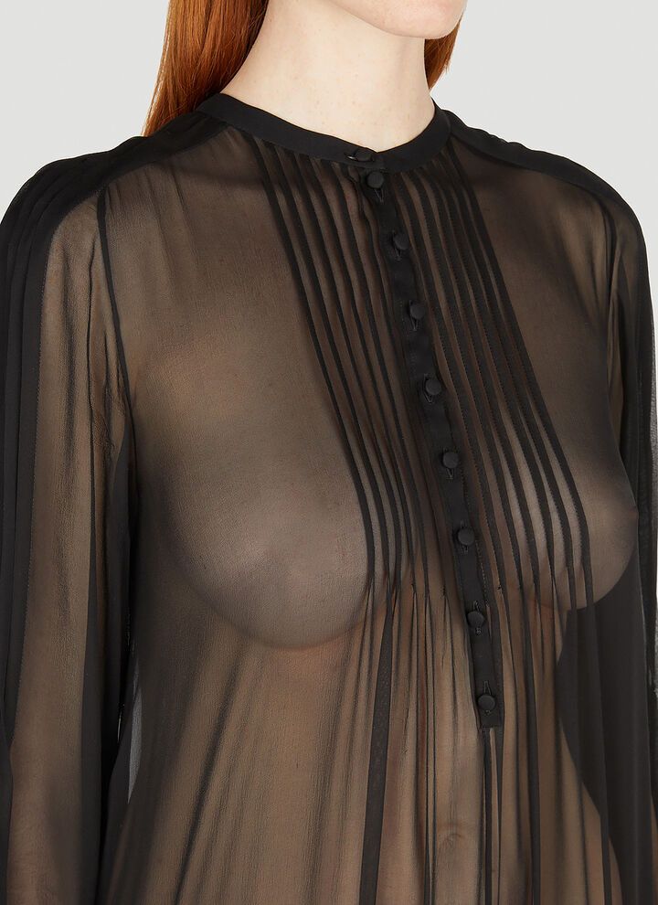 Saint Laurent Paris o1s1wg110924 Long Dress In Crepe Muslin in Black Size XS / US 0-2 / IT 36-38 - 5 Thumbnail