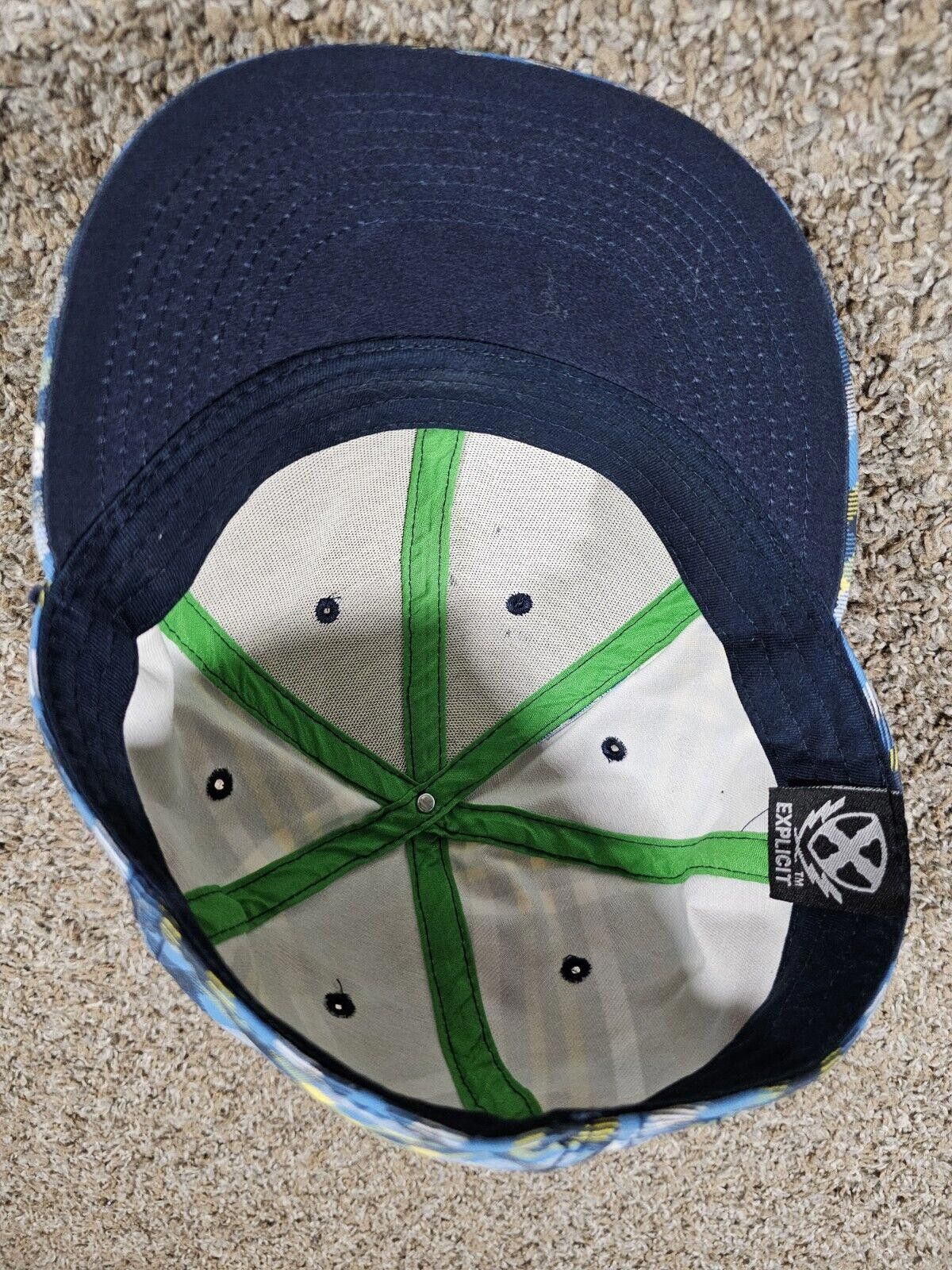 Designer EXPLICIT Star Streetwear Hat Plaid Yellow Blue White S/M Fit Size ONE SIZE - 8 Thumbnail