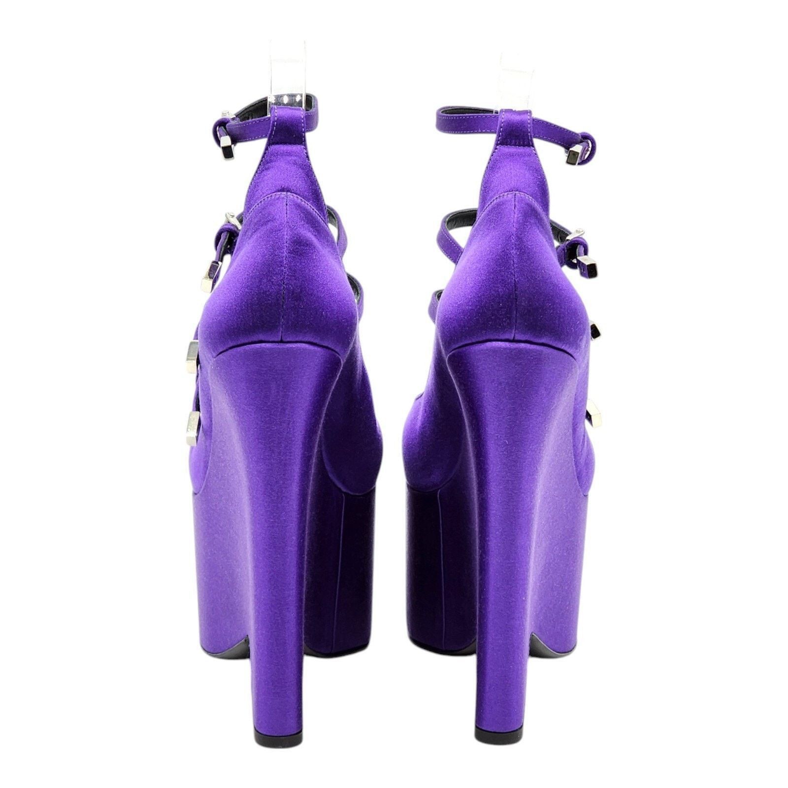 Versace Tempest Strappy Satin Platform Pumps Purple EU 38.5 US 8.5 Size US 8.5 / IT 38.5 - 4 Thumbnail