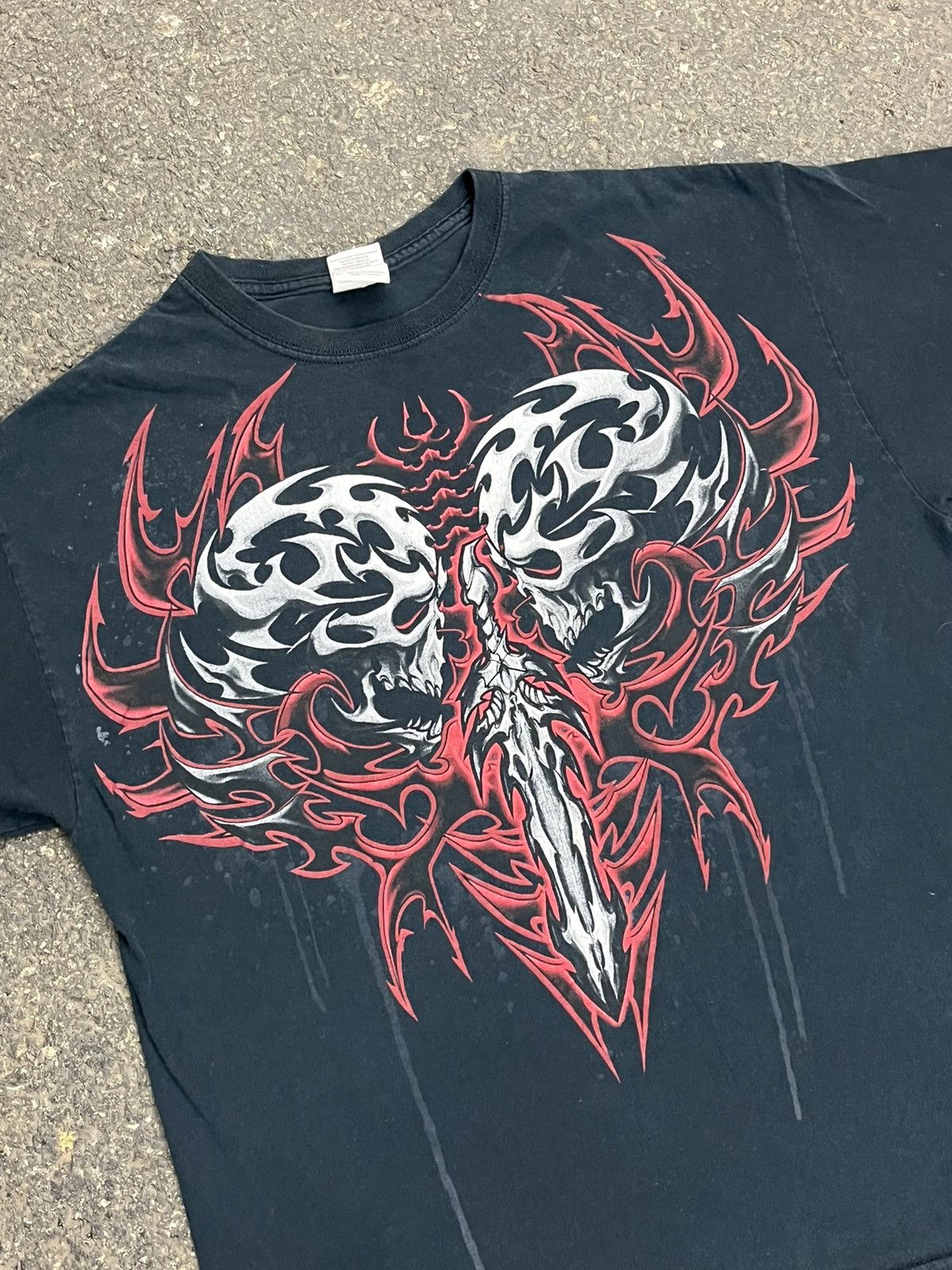 Vintage Y2k grunge skull shirt affliction style rare hype streetwear Size US L / EU 52-54 / 3 - 3 Thumbnail
