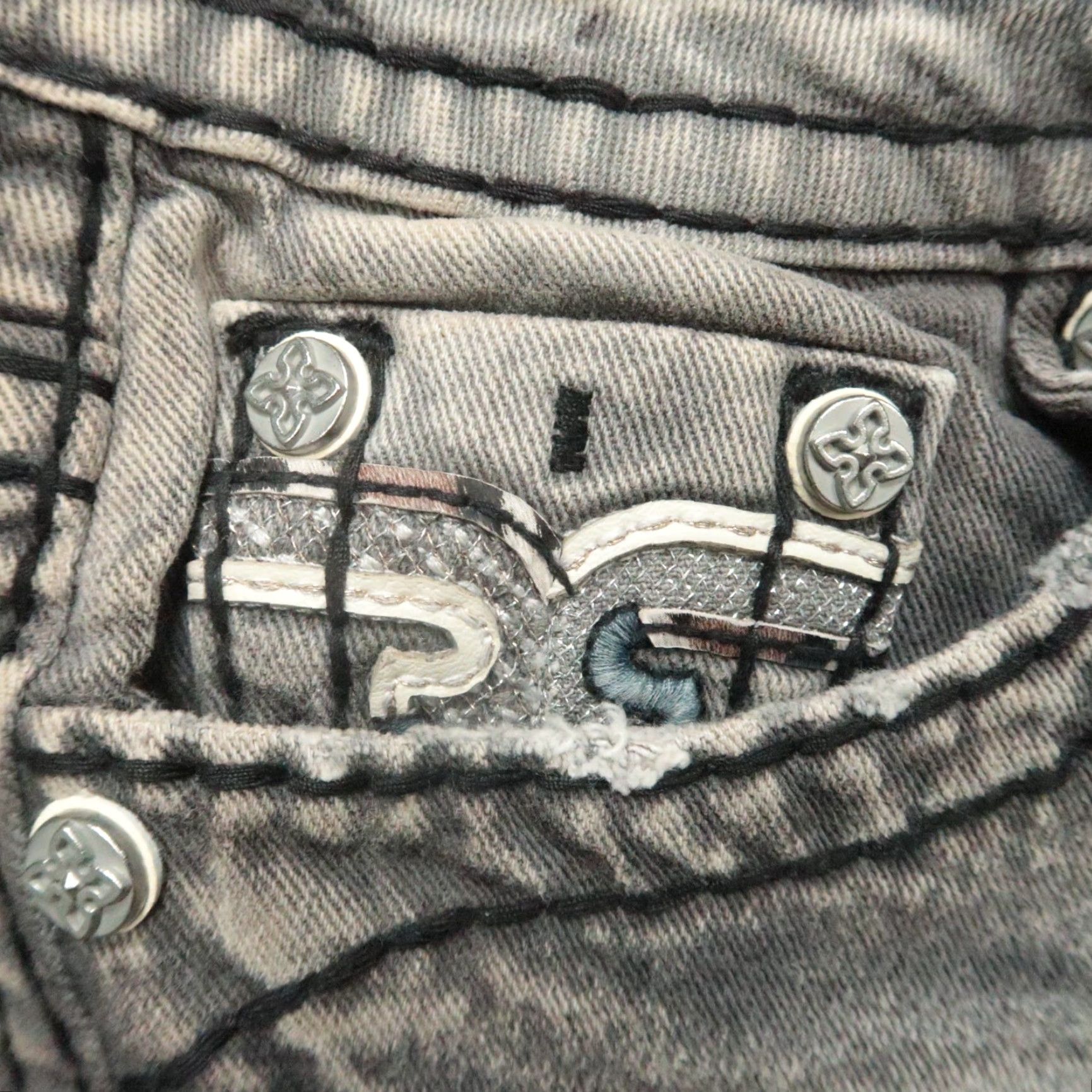 Vintage Rock Revival Jeans Womens Slim Tapered 5-Pocket Denim Gray Brown Tannin Embroidered 26x29 28 Inseam Size 26" / US 2 / IT 38 - 3 Thumbnail