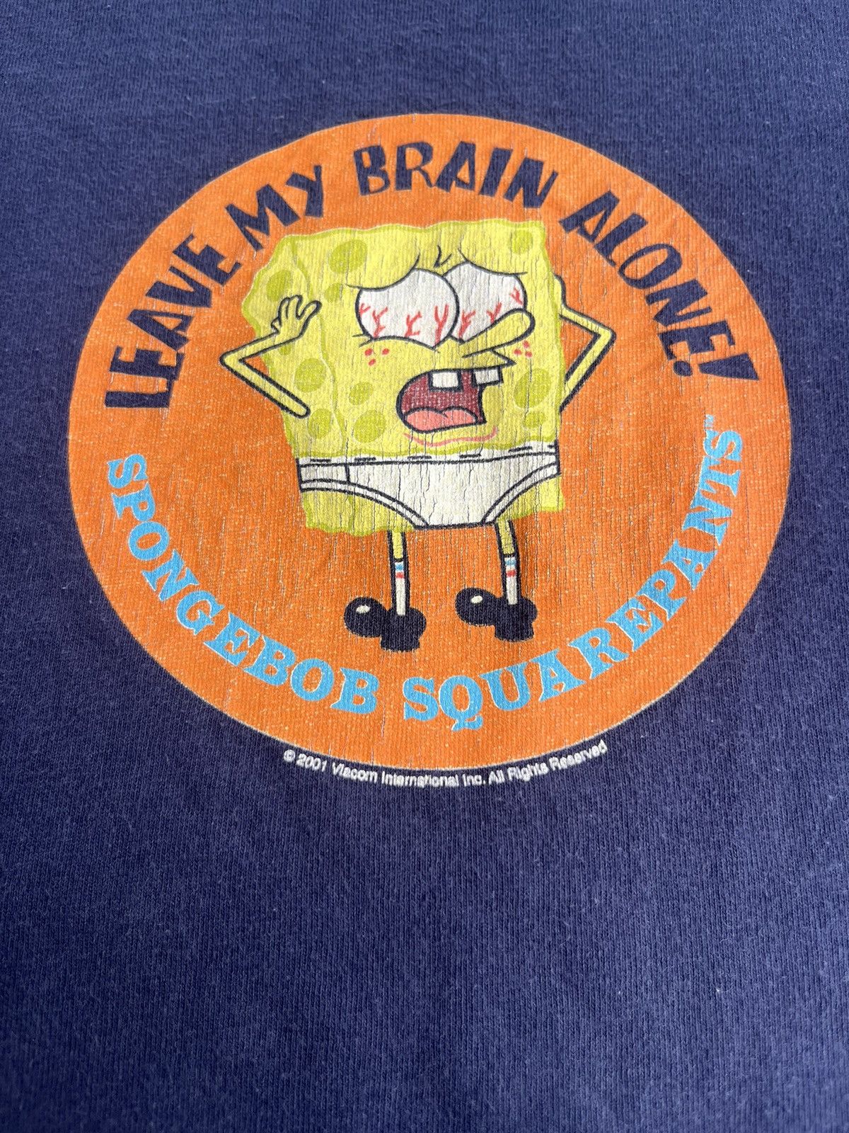 Vintage Vintage SPONGEBOB Leave My Brain Alone! 2001’s T-shirt Size US XL / EU 56 / 4 - 6 Thumbnail