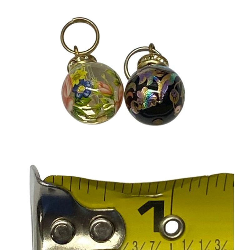 The Unbranded Brand Vintage Glass Ball Charm Pendant Floral Black Gold Jewelry Size ONE SIZE - 6 Thumbnail