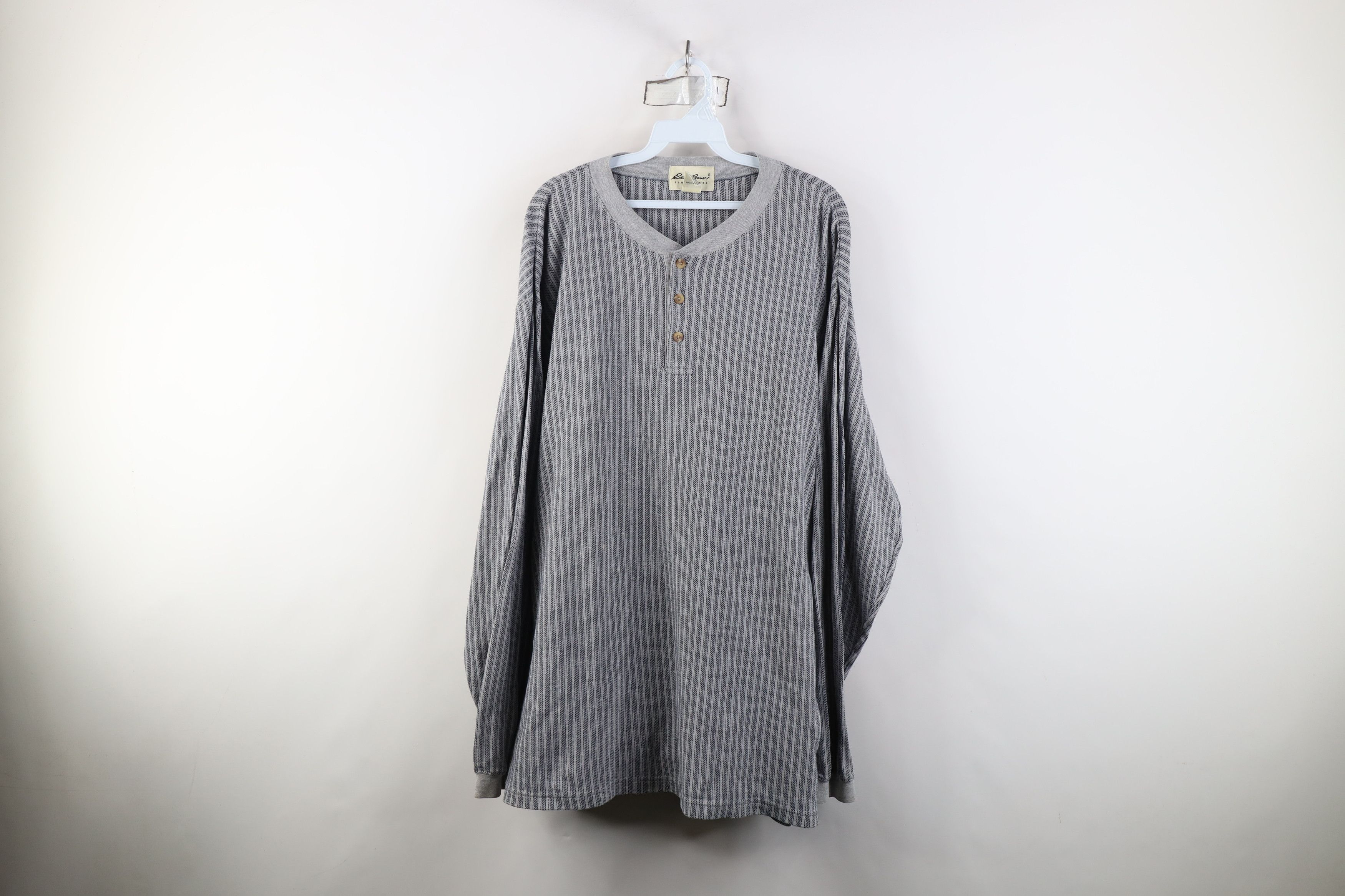 Eddie Bauer Vintage 90s Eddie Bauer Long Sleeve Henley T-Shirt Gray Size US L / EU 52-54 / 3 - 1 Thumbnail
