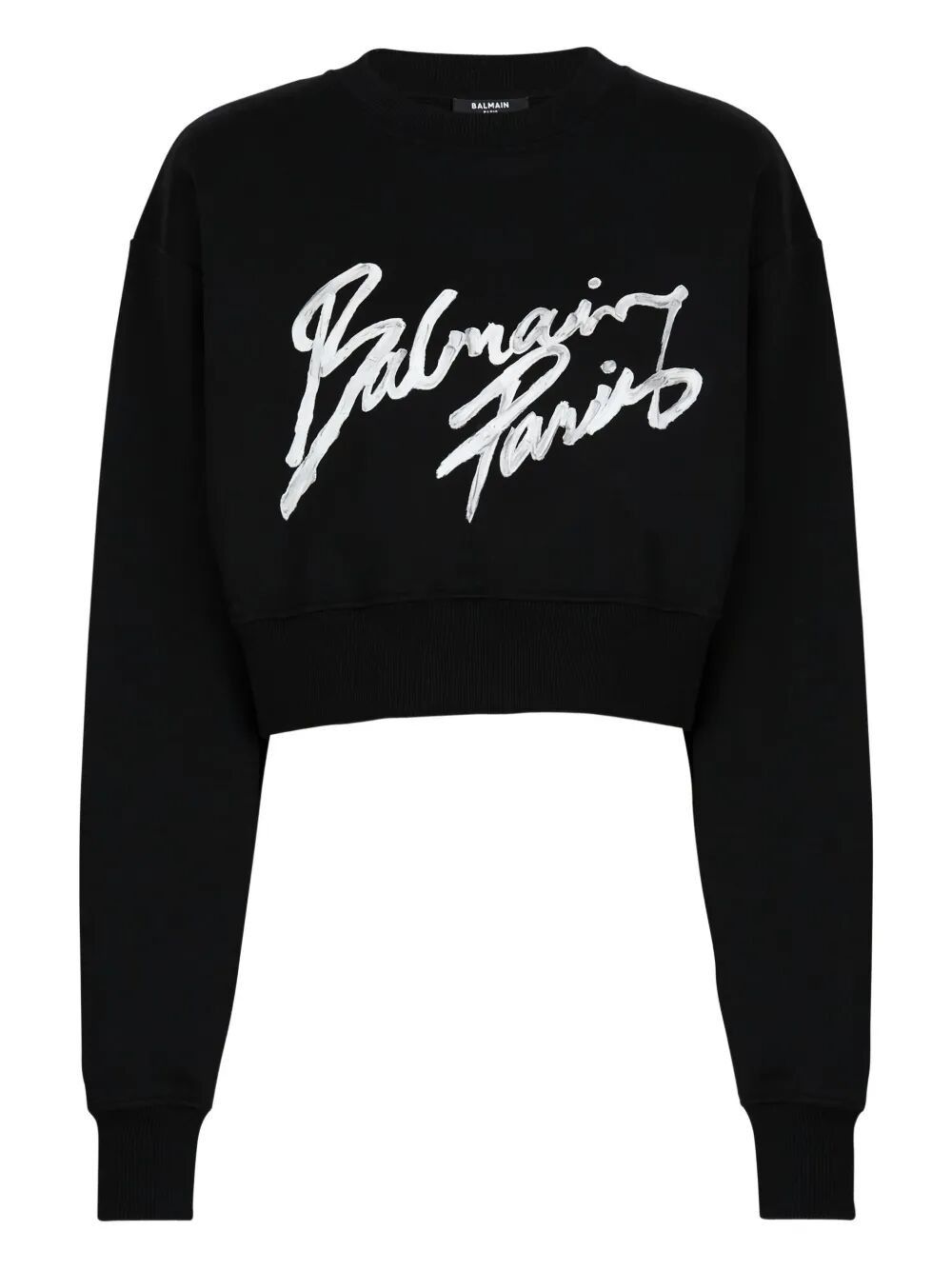 Balmain "BALMAIN PARIS" CROPPED ROUNDNECK SWEATER Size L / US 10 / IT 46 - 1 Thumbnail