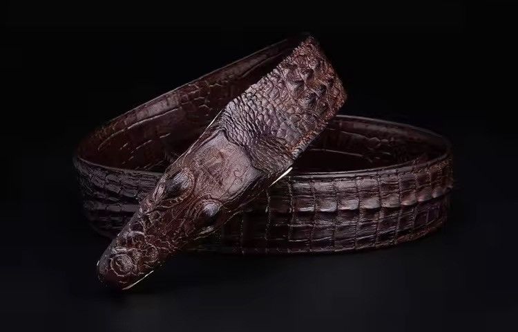 Japanese Brand Vintage 115 cm crocodile print embossed belt Size 30 - 1 Thumbnail