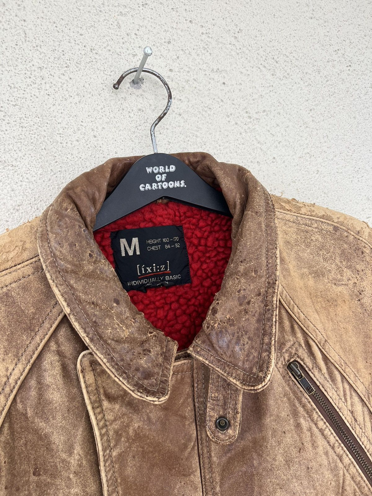 Leather Vintage 80s ixi:z Distress Patina Leather Lined Moto Jacket Size US M / EU 48-50 / 2 - 7 Thumbnail
