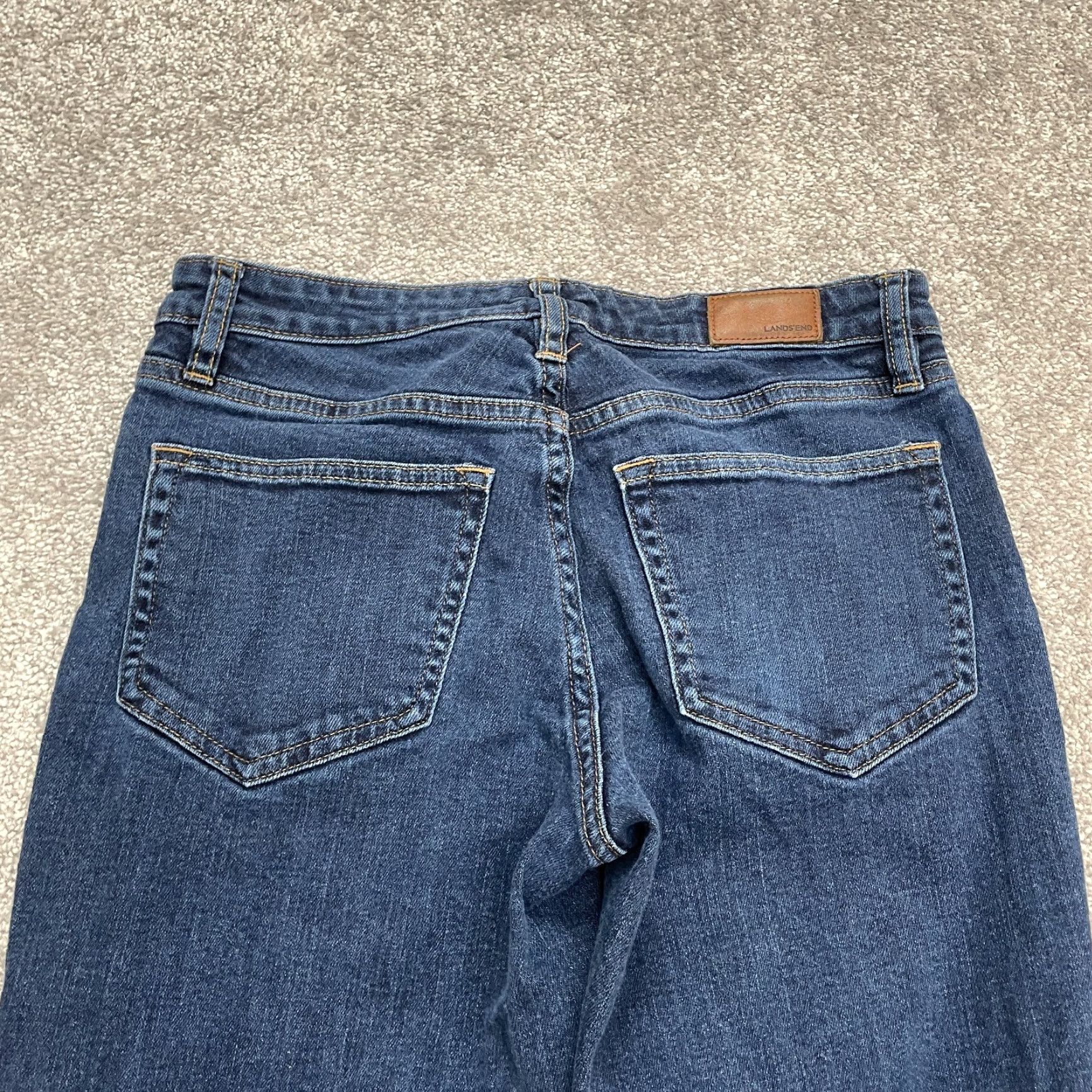 Lands' End Lands' End Jeans Womens 4 Mid Rise Straight Denim 28x29.5 Blue Dark Wash Cotton 5-Pocket Classic Size 27" / US 4 / IT 40 - 5 Thumbnail