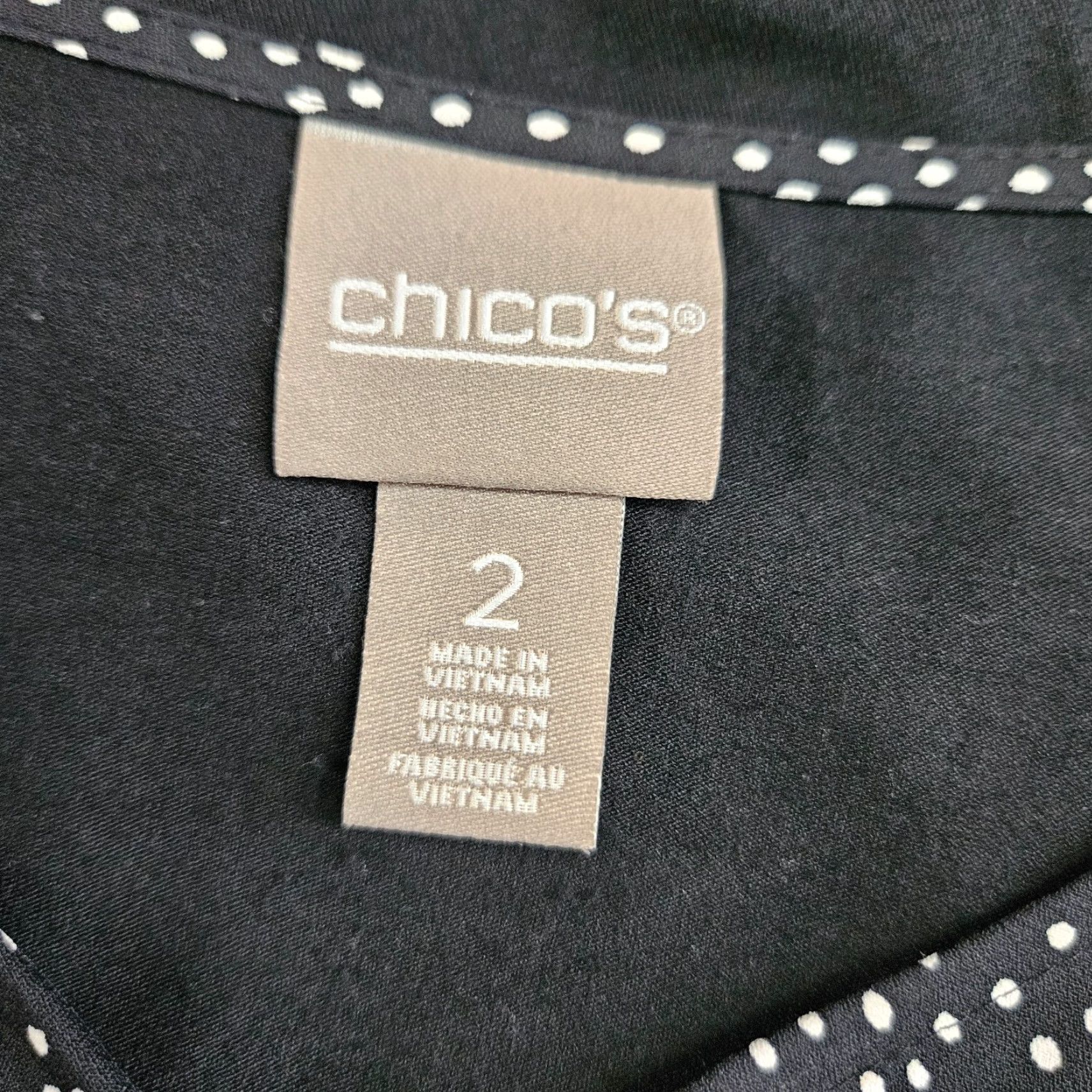 Vintage Chico's Womens Button-Up Top L Black White Polka Dot 3/4 Sleeve V-Neck Shirt Women Size L / US 10 / IT 46 - 5 Thumbnail
