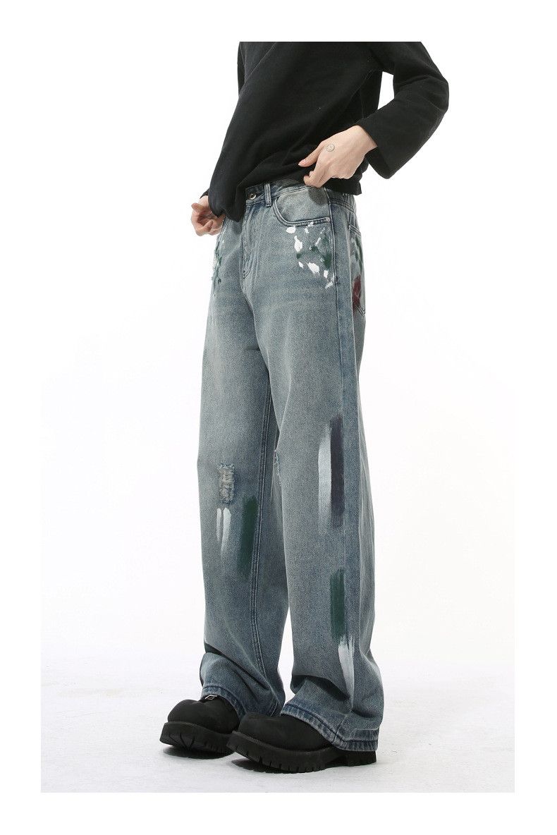 Japanese Brand × Jean Japanese retro heavy graffiti straight loose jeans Size US 32 / EU 48 - 2 Thumbnail