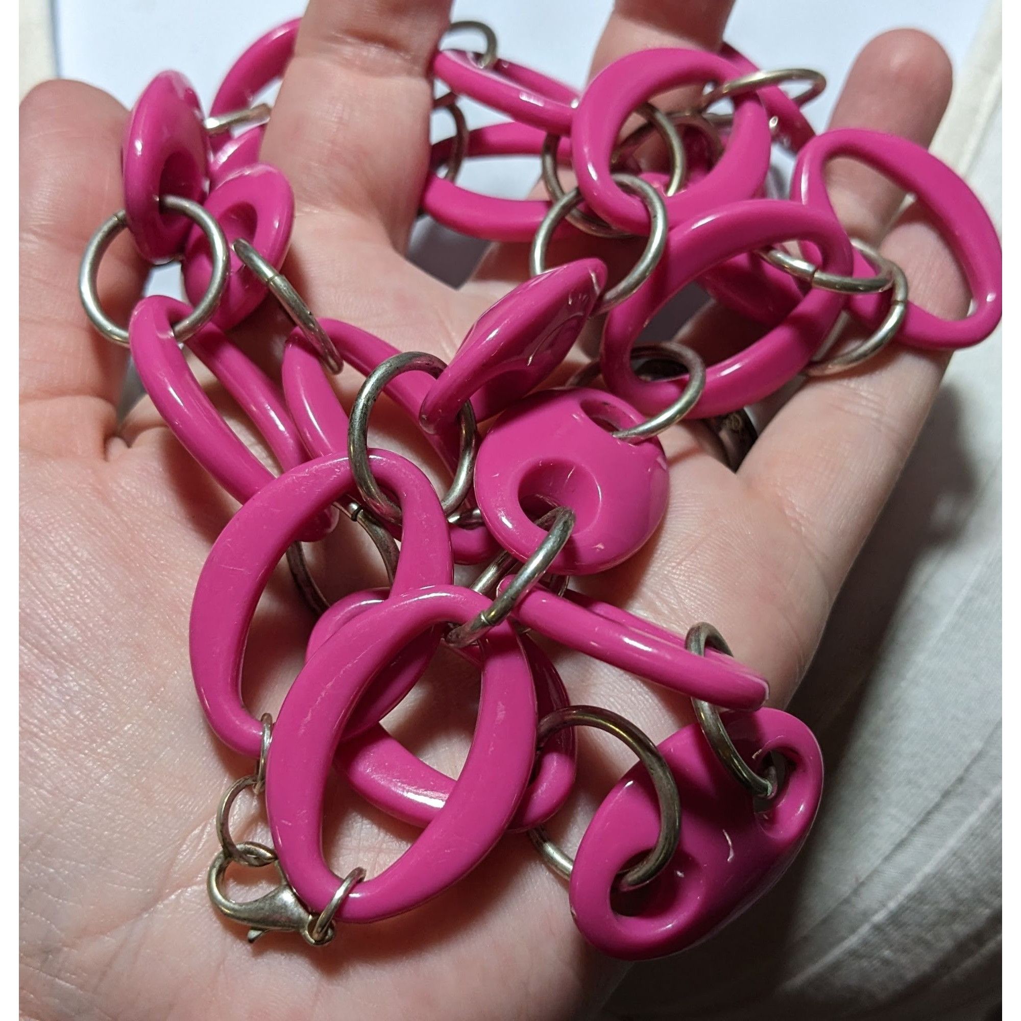 Other 80s Pink And Silver Large Link Necklace. Size ONE SIZE - 9 Thumbnail