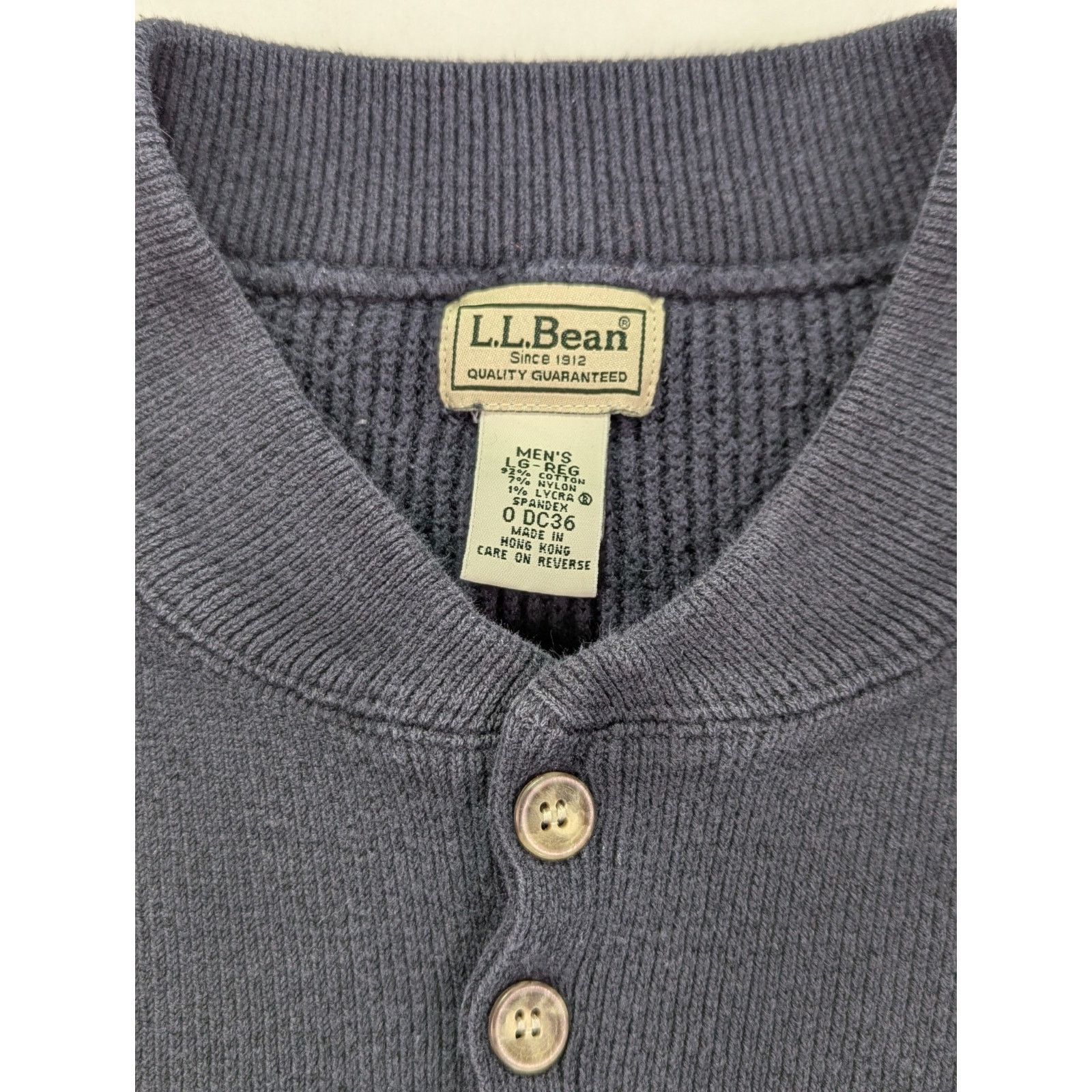 L.L. Bean Mens Large-Reg Navy Fisherman Sweater Pullover Knit Henley Size US L / EU 52-54 / 3 - 5 Thumbnail