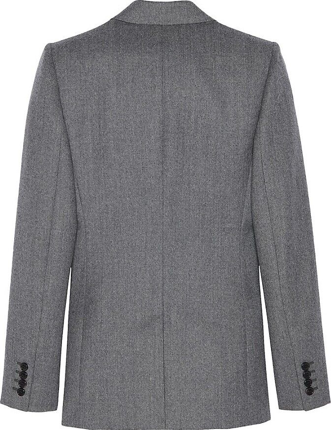 Saint Laurent Paris o1tr1nto0325 Double-Breasted Jacket in Flannel in Grey Size L / US 10 / IT 46 - 2 Thumbnail